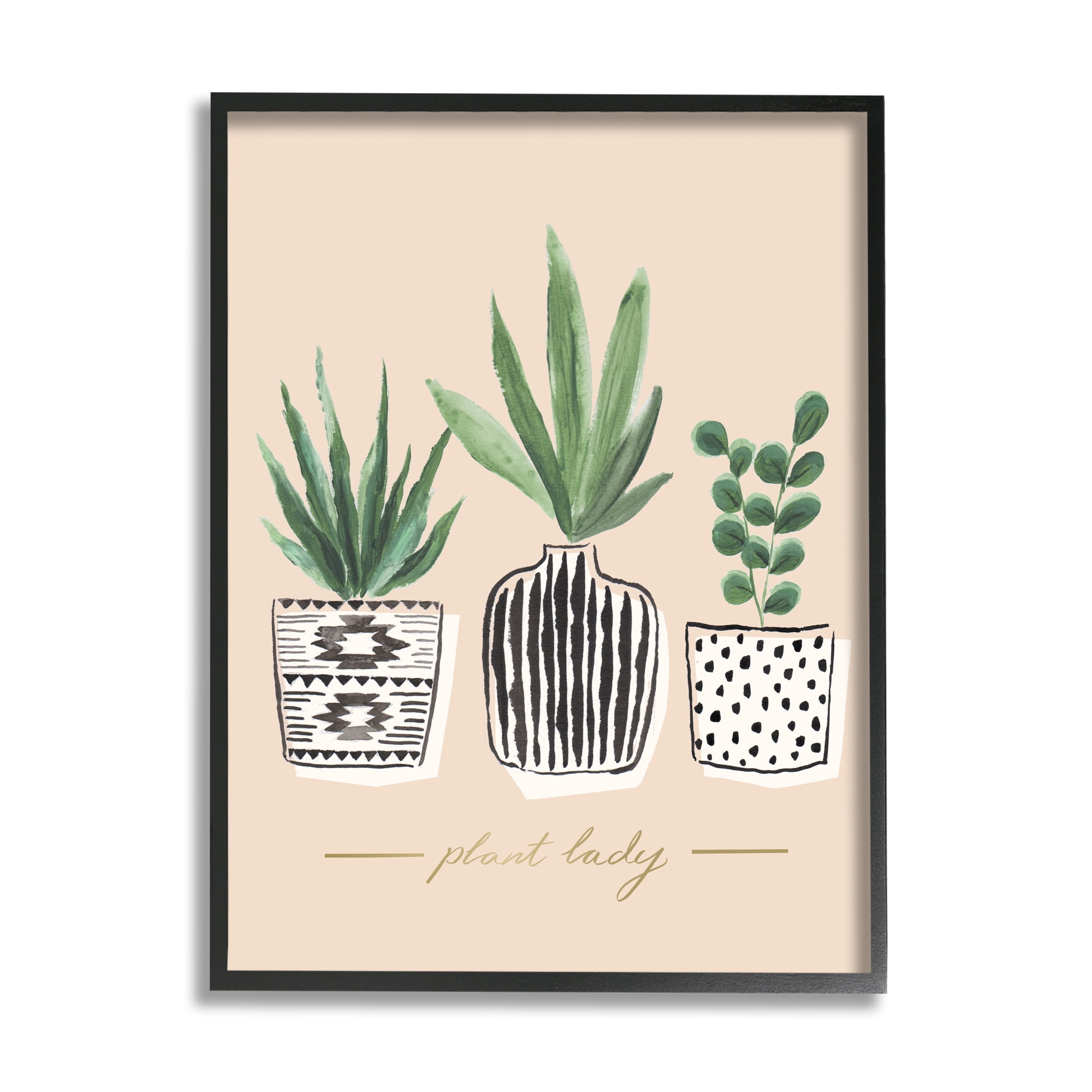 Stupell Industries Green Fern Trio Chic Patterns Plant Lady Sentiment Modern Painting Black Framed Art Print Wall Art, 16 x 20, Design by Heather McLaughlin