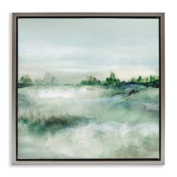 Stupell Industries Contemporary Green Field Fading into Distance Gray Floating Frame Canvas Art, 25 x 25, by Carol Robinson