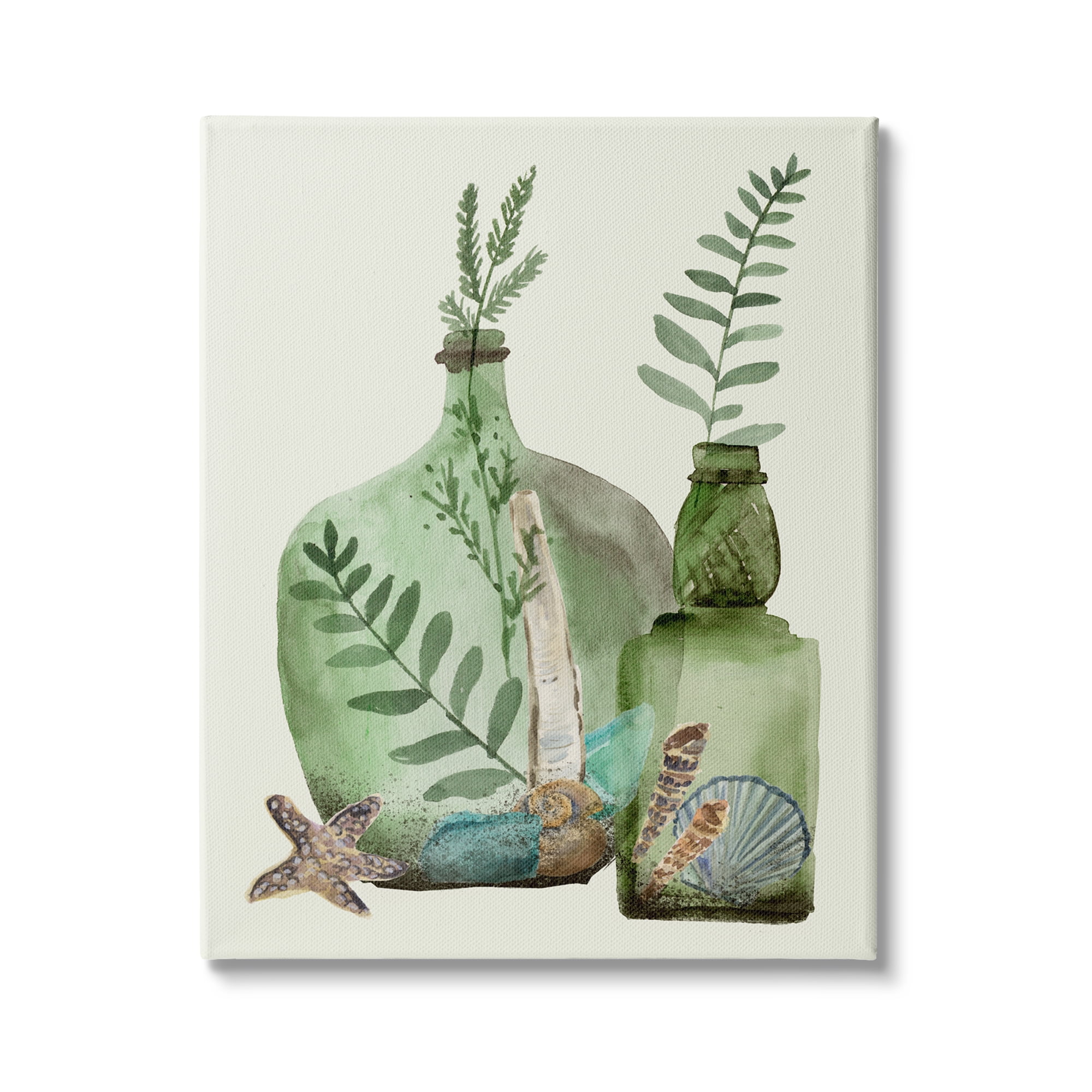 Stupell Industries Green Forest Ferns Green Clear Jugs Nautical Seashells, 16 x 20, Design by Melissa Wang&nbsp;