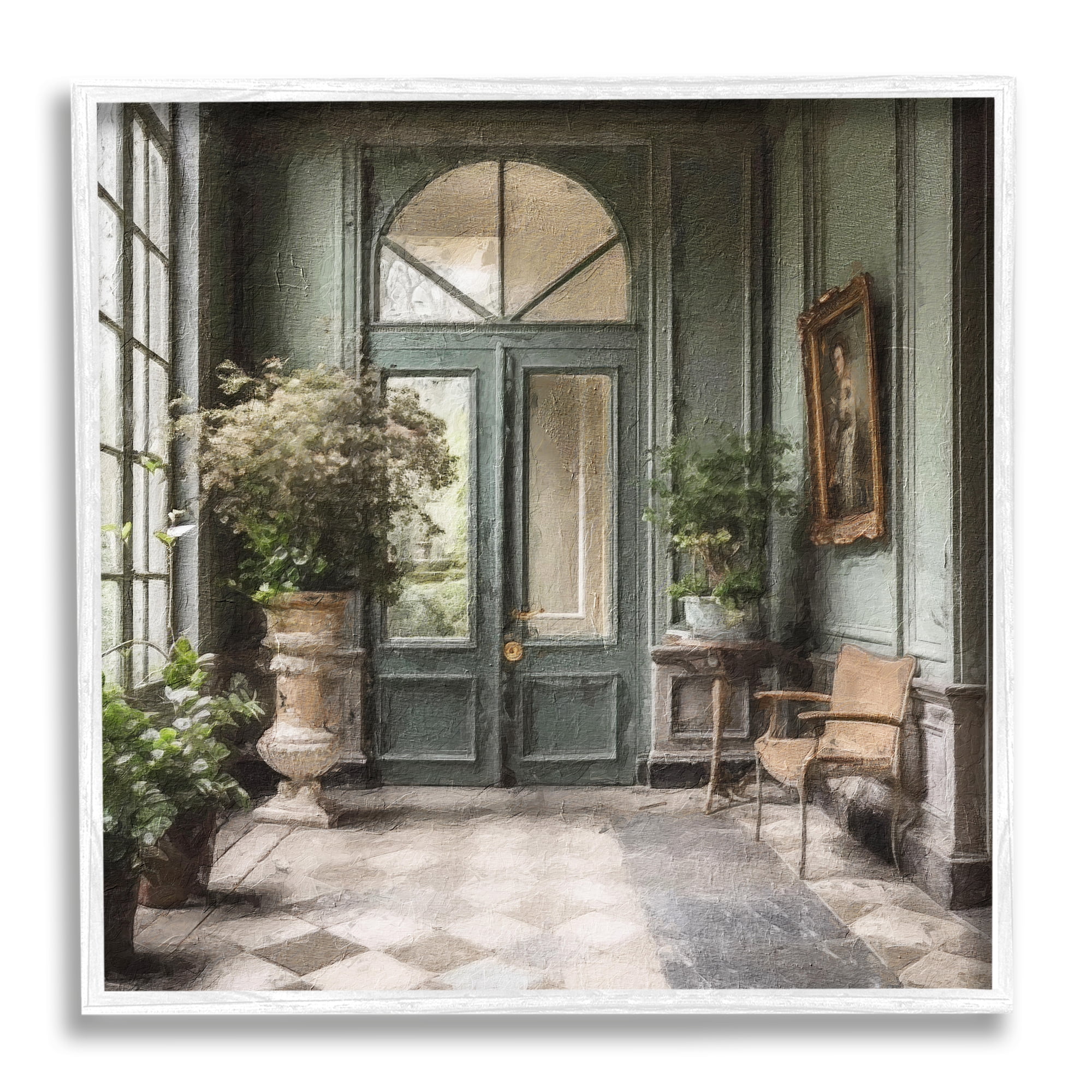 Stupell Industries Green French Architecture Travel & Places Photography White Framed Art Print Wall Art, 12 x 12