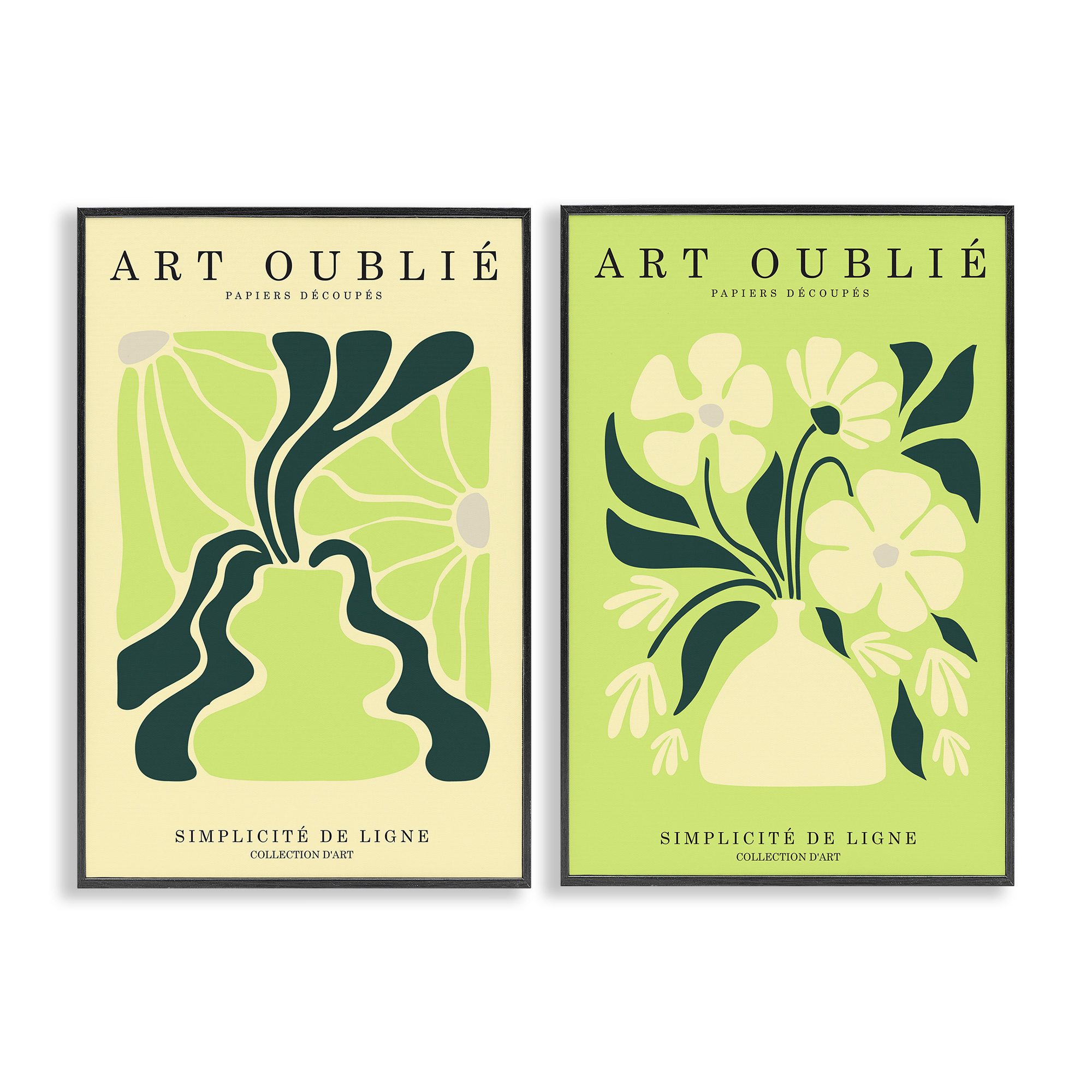 Stupell Industries Green French Museum Poster Text & Numbers Painting Black Framed Art Print Wall Art, 20 x 30, Set of 2