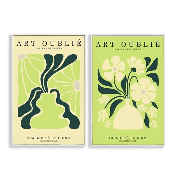 Stupell Industries Green French Museum Poster Text & Numbers Painting White Framed Art Print Wall Art, 20 x 30, Set of 2