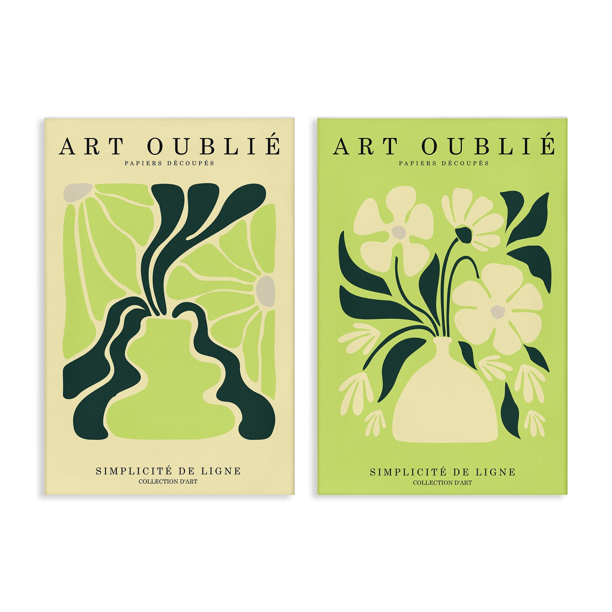 Stupell Industries Green French Museum Poster Text & Numbers Painting Wrapped Canvas Art Print Wall Art, 24 x 36, Set of 2