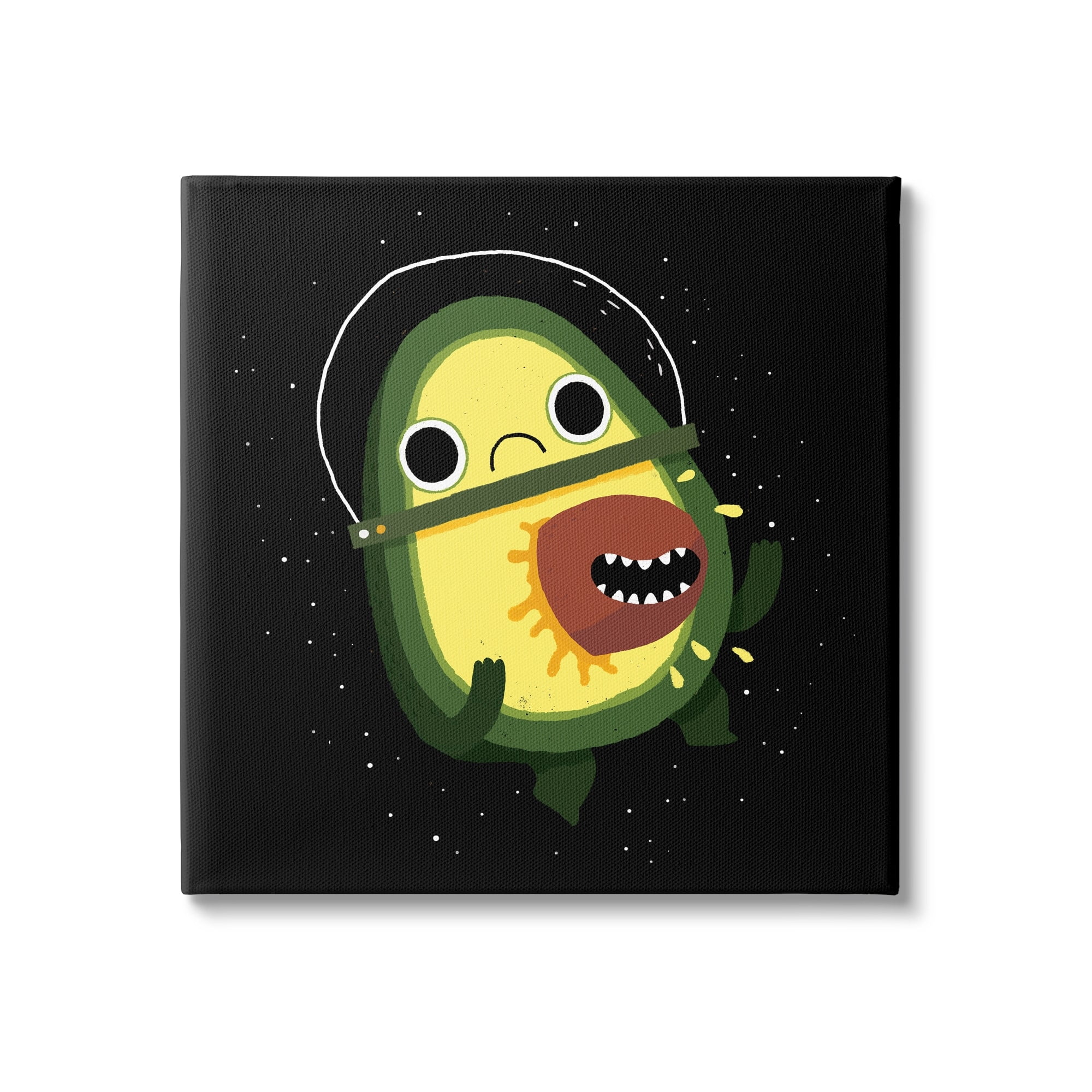 Stupell Industries Green Frowning Avocado Seed Outer Space Astronaut Canvas Wall Art, 17 x 17, Design by Michael Buxton