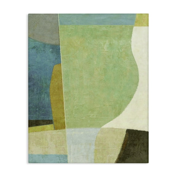 Stupell Industries Green Geometric Collage Abstract Painting Gallery Wrapped Canvas Art Print Wall Art, 16 x 20