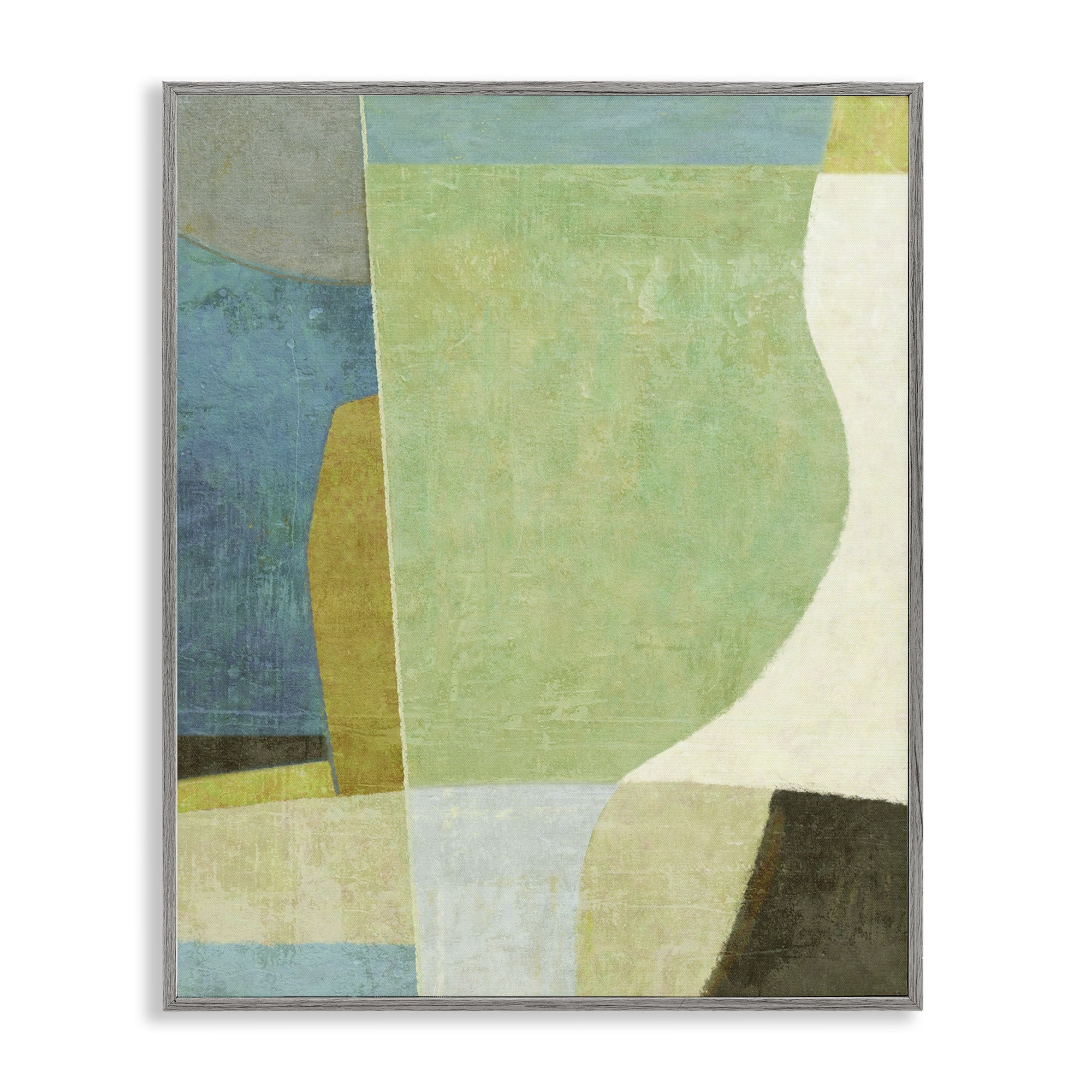 Stupell Industries Green Geometric Collage Abstract Painting Gray Framed Art Print Wall Art, 11 x 14