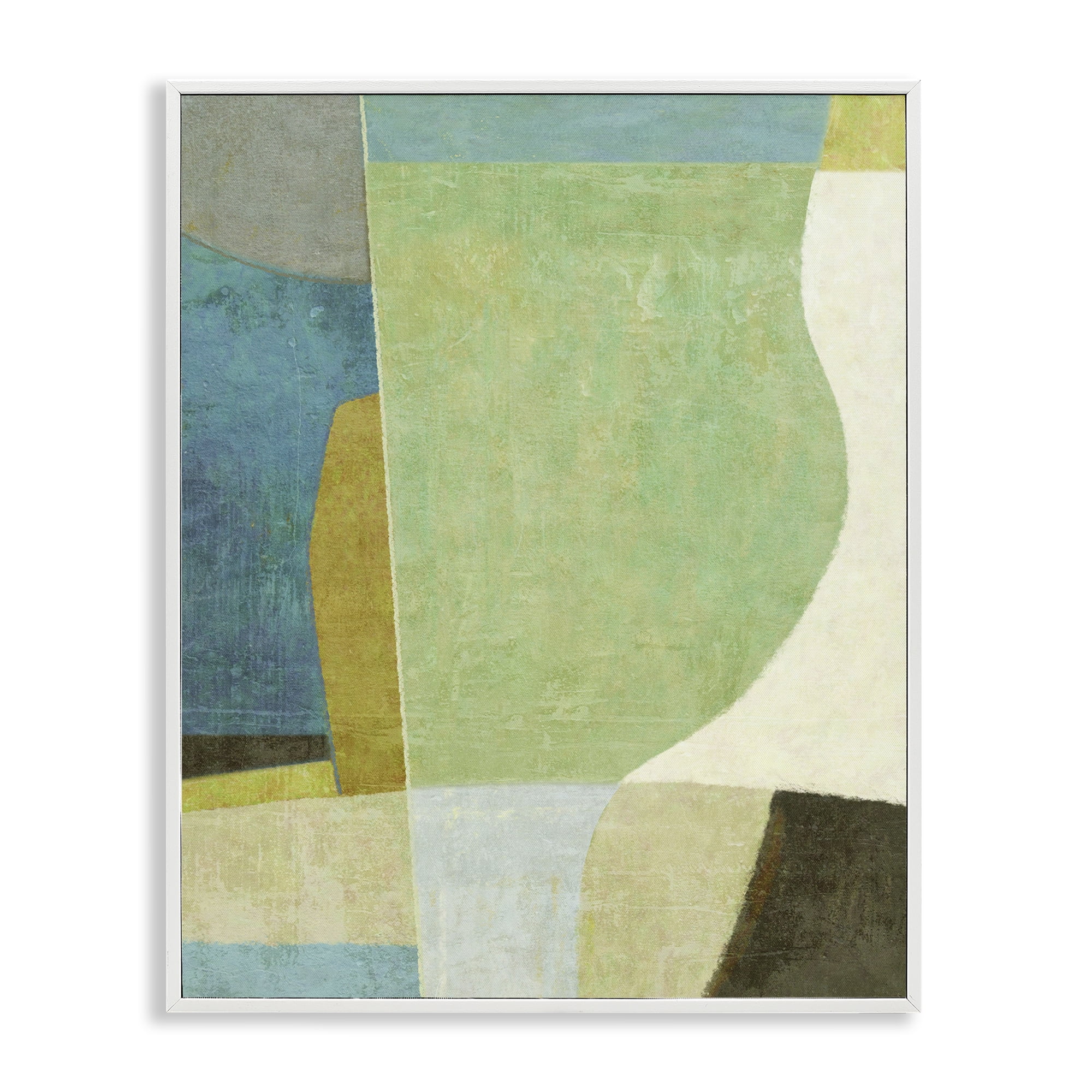 Stupell Industries Green Geometric Collage Abstract Painting White Framed Art Print Wall Art, 11 x 14