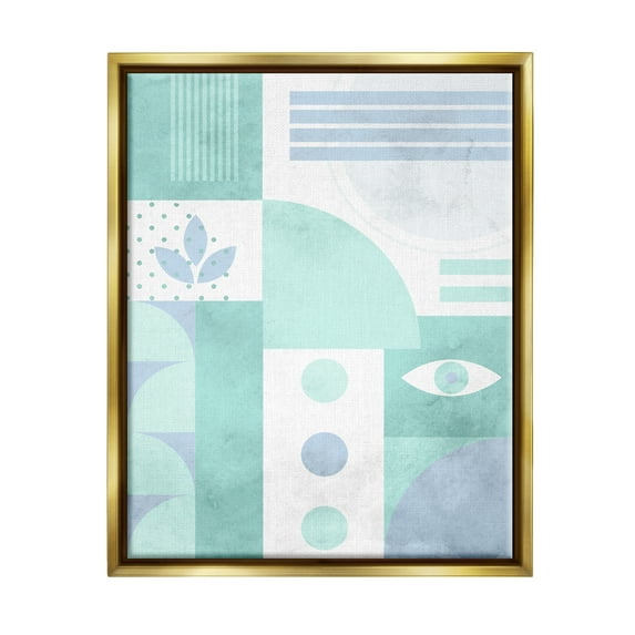 Stupell Industries Green Geometric Pattern Abstract Painting Gold Floater Framed Art Print Wall Art, 17 x 21