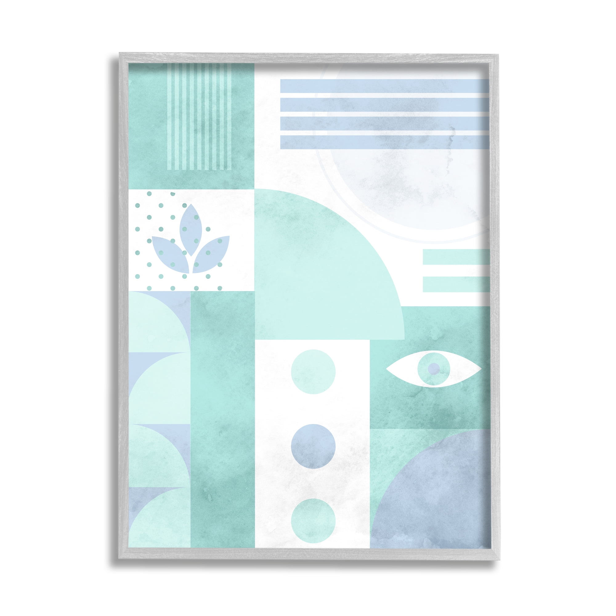 Stupell Industries Green Geometric Pattern Abstract Painting Gray Framed Art Print Wall Art, 16 x 20