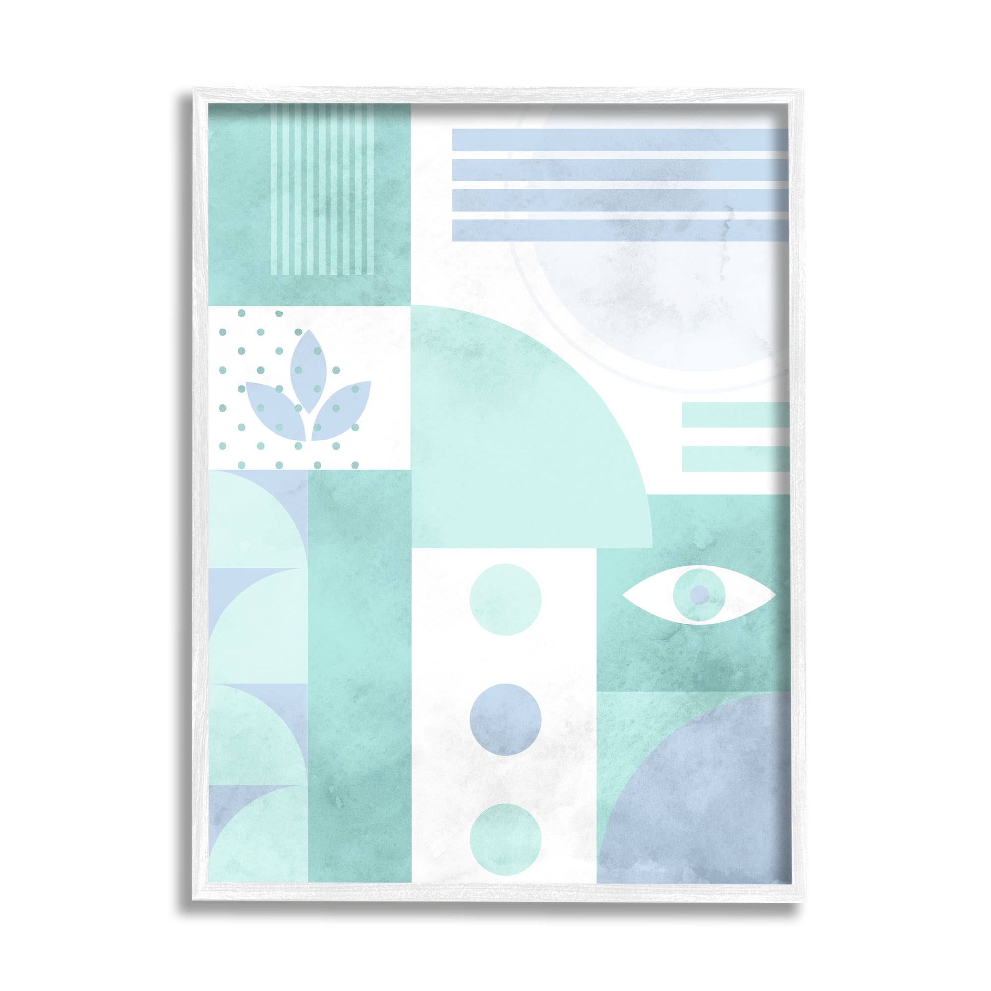 Stupell Industries Green Geometric Pattern Abstract Painting White Framed Art Print Wall Art, 24 x 30