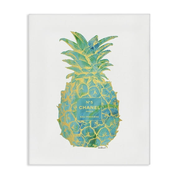 Stupell Industries Green Glam Brand Pineapple Food & Beverage Painting Wrapped Canvas Art Print Wall Art, 16 x 20