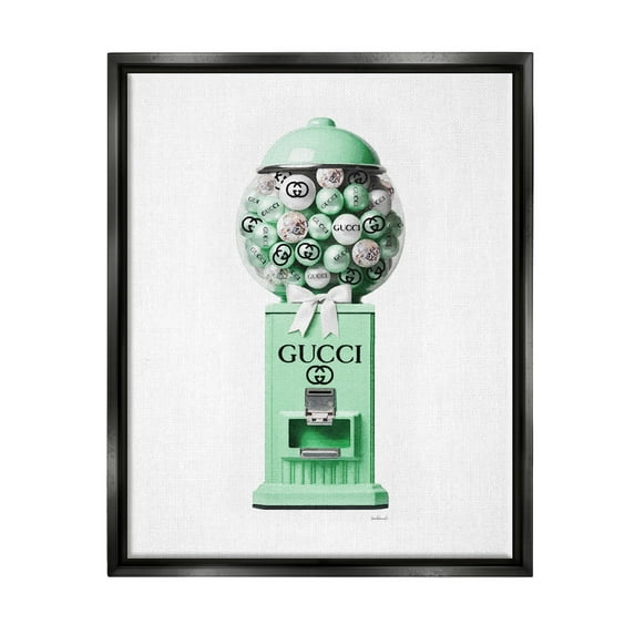 Stupell Industries Green Glam Gumball Machine Beauty & Fashion Painting Black Floater Framed Canvas Art Print Wall Art, 25 x 31