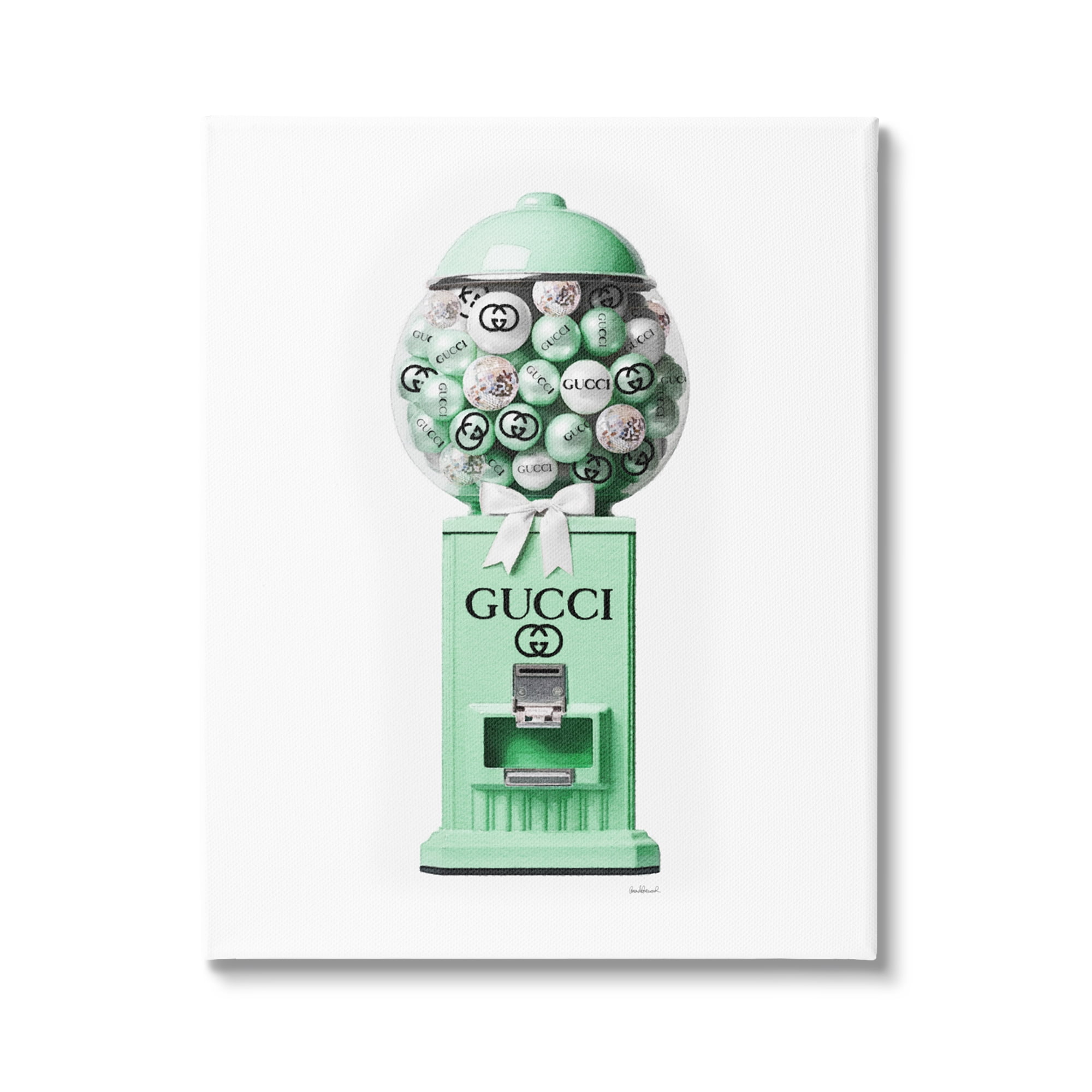 Stupell Industries Green Glam Gumball Machine Beauty & Fashion Painting Gallery Wrapped Canvas Art Print Wall Art, 36 x 48