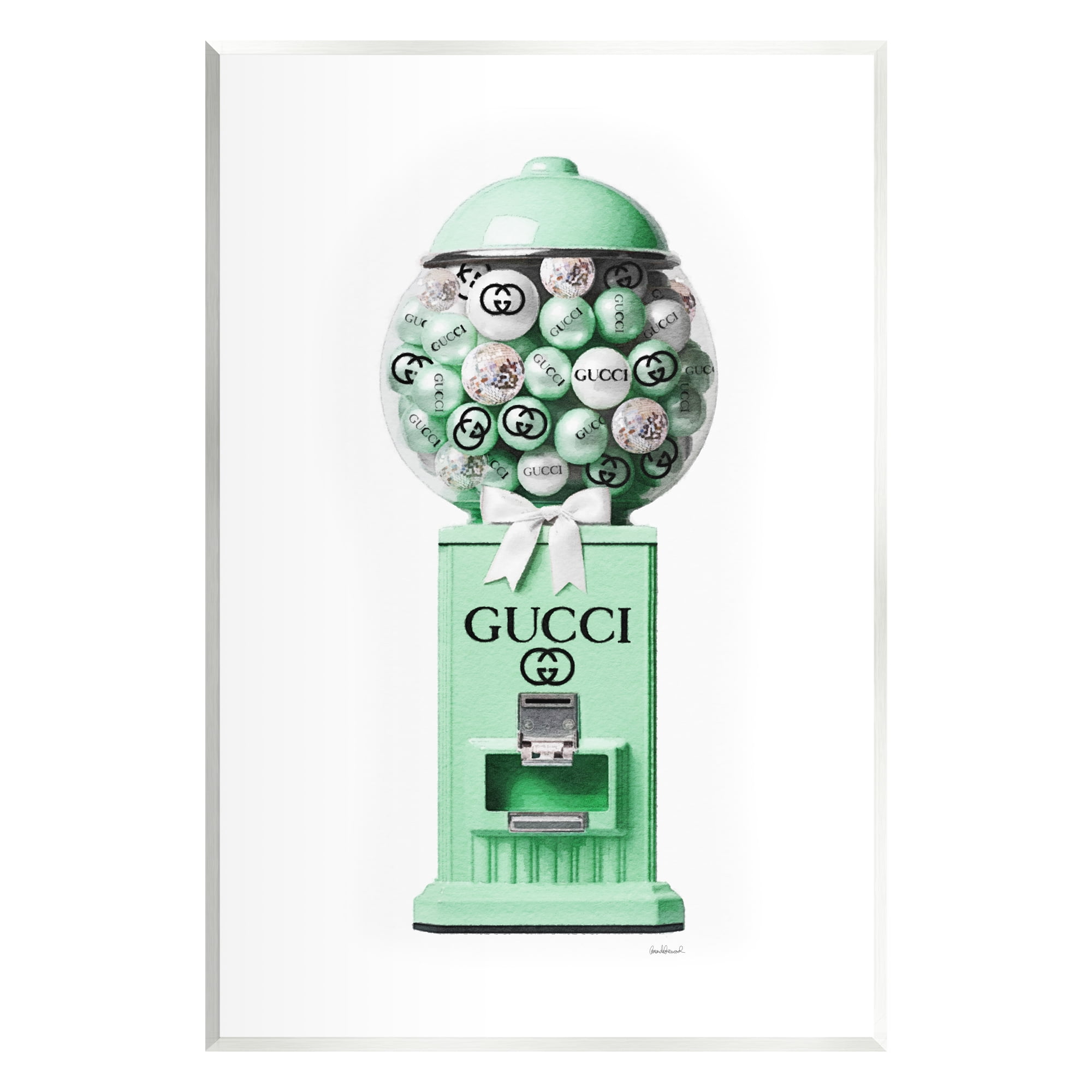Stupell Industries Green Glam Gumball Machine Beauty & Fashion Painting Unframed Art Print Wall Art, 13 x 19