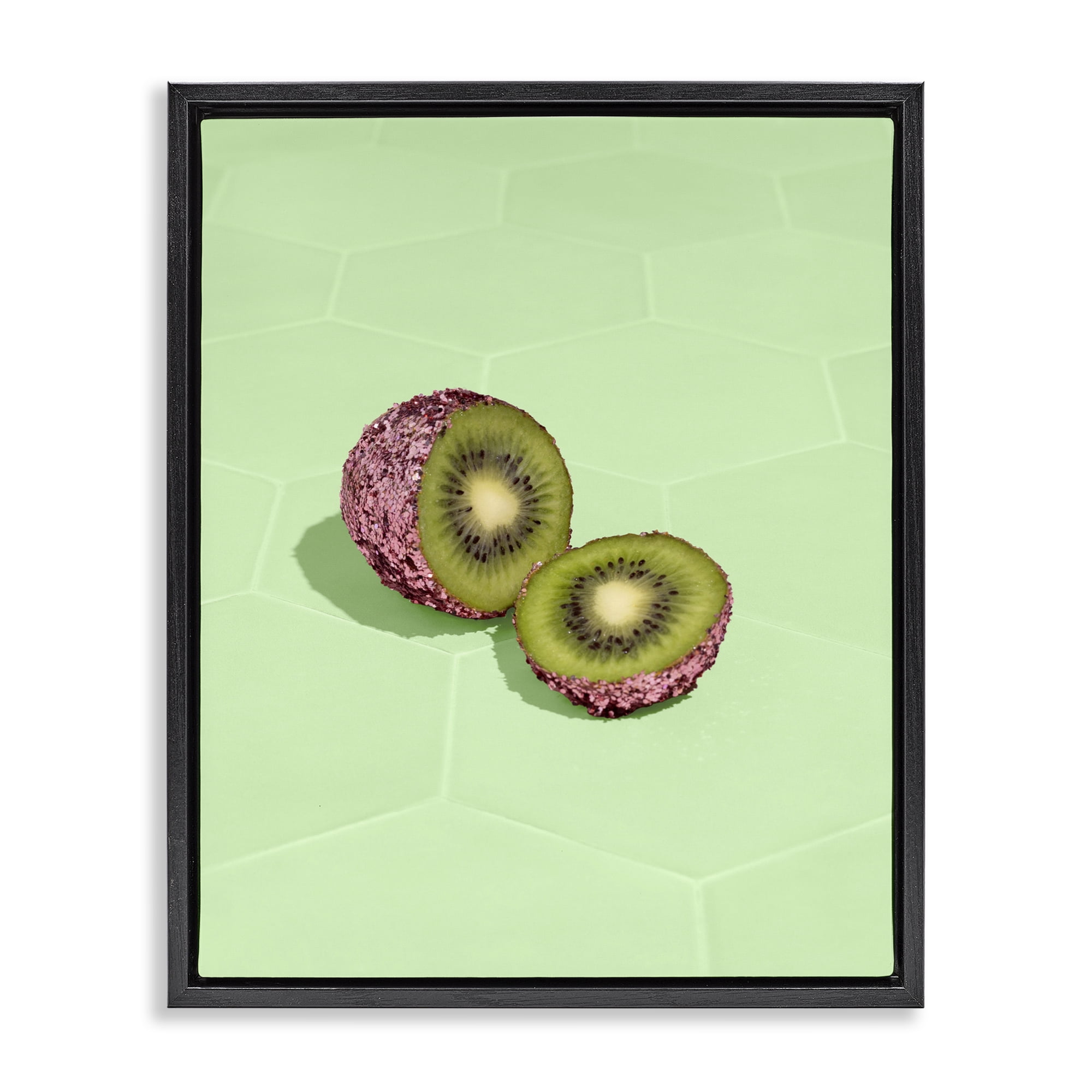 Stupell Industries Green Glimmer Kiwi Black Framed Floater Canvas Wall Art, design by LISH Creative