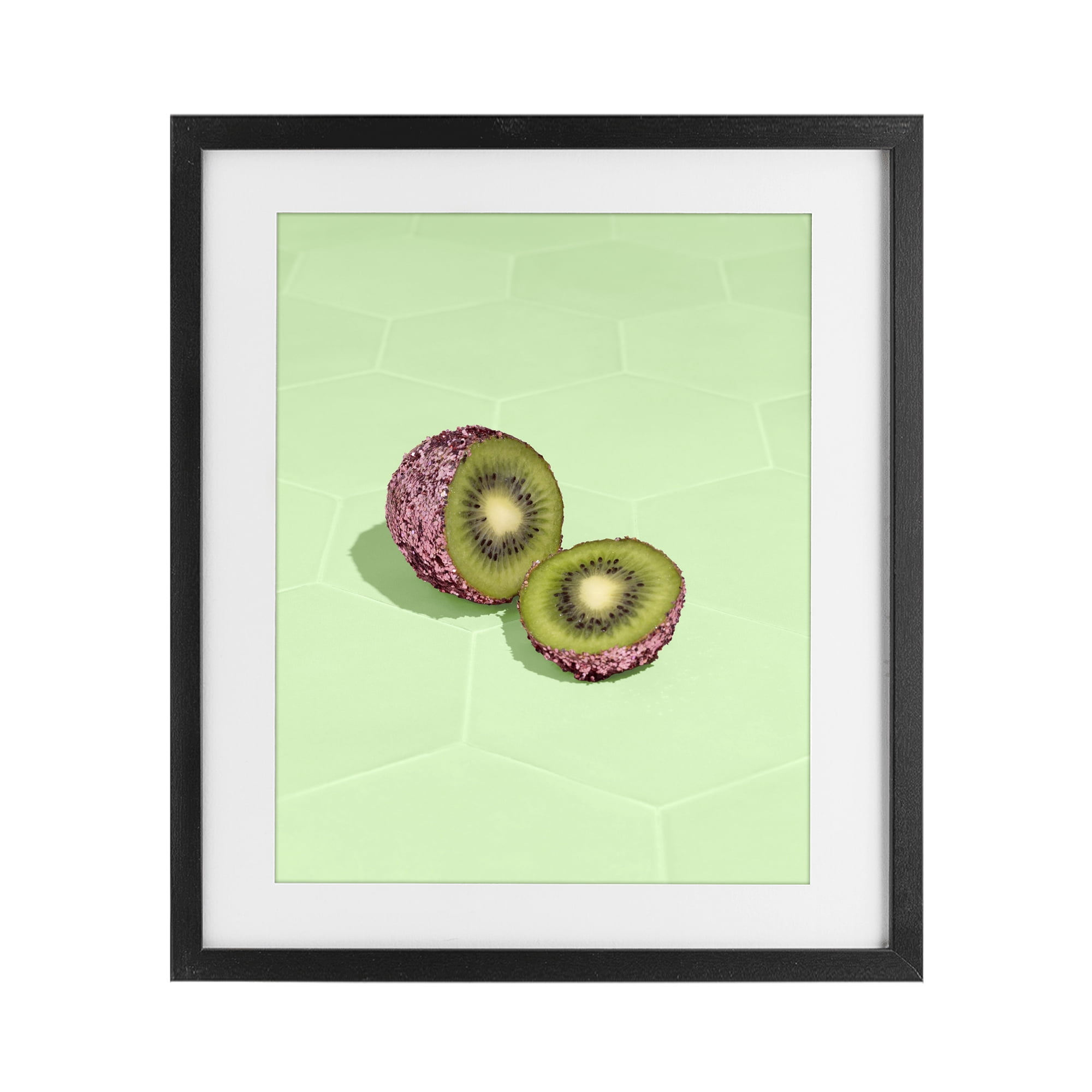 Stupell Industries Green Glimmer Kiwi Black Framed Print Under Glass, design by LISH Creative