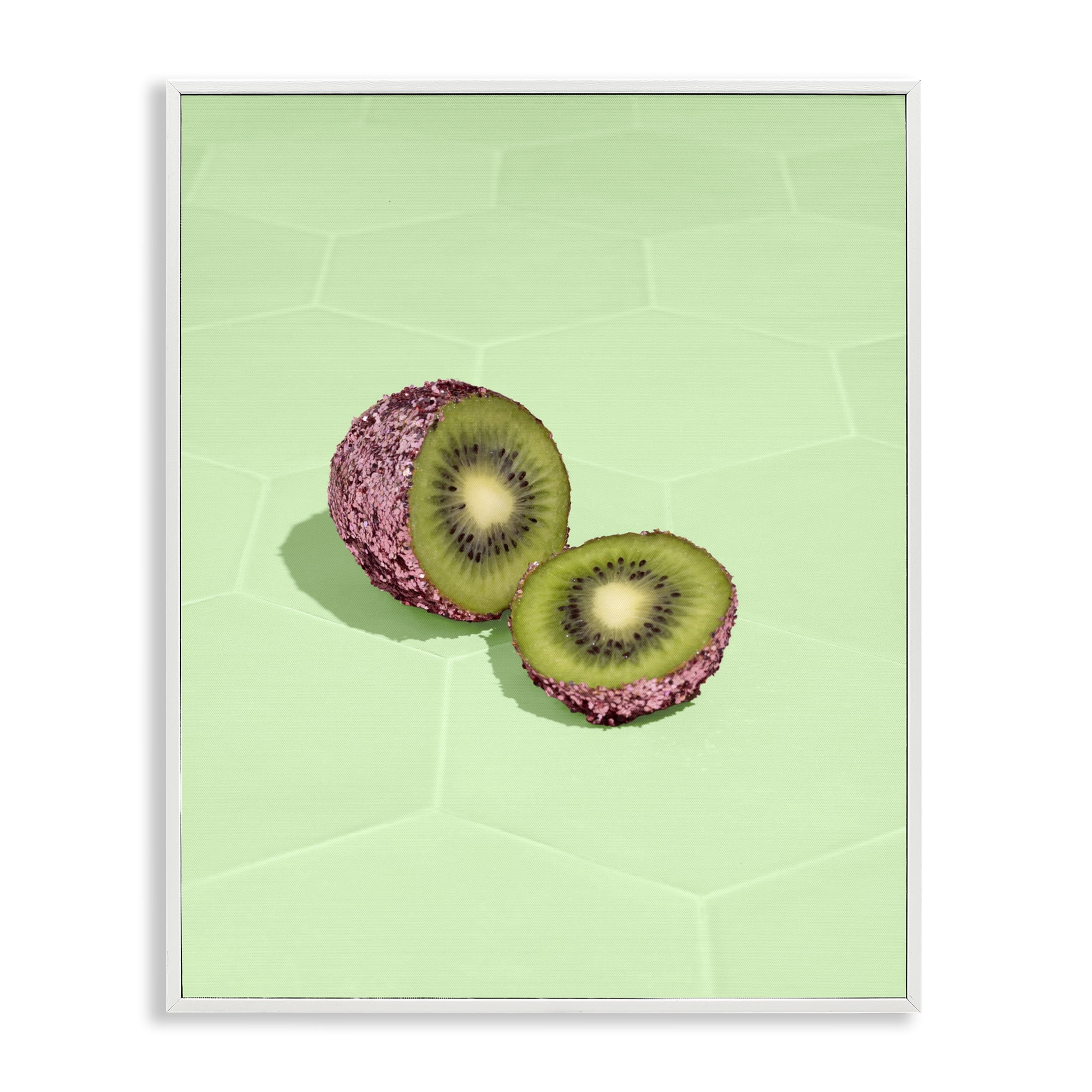 Stupell Industries Green Glimmer Kiwi White Framed Giclee Art, design by LISH Creative