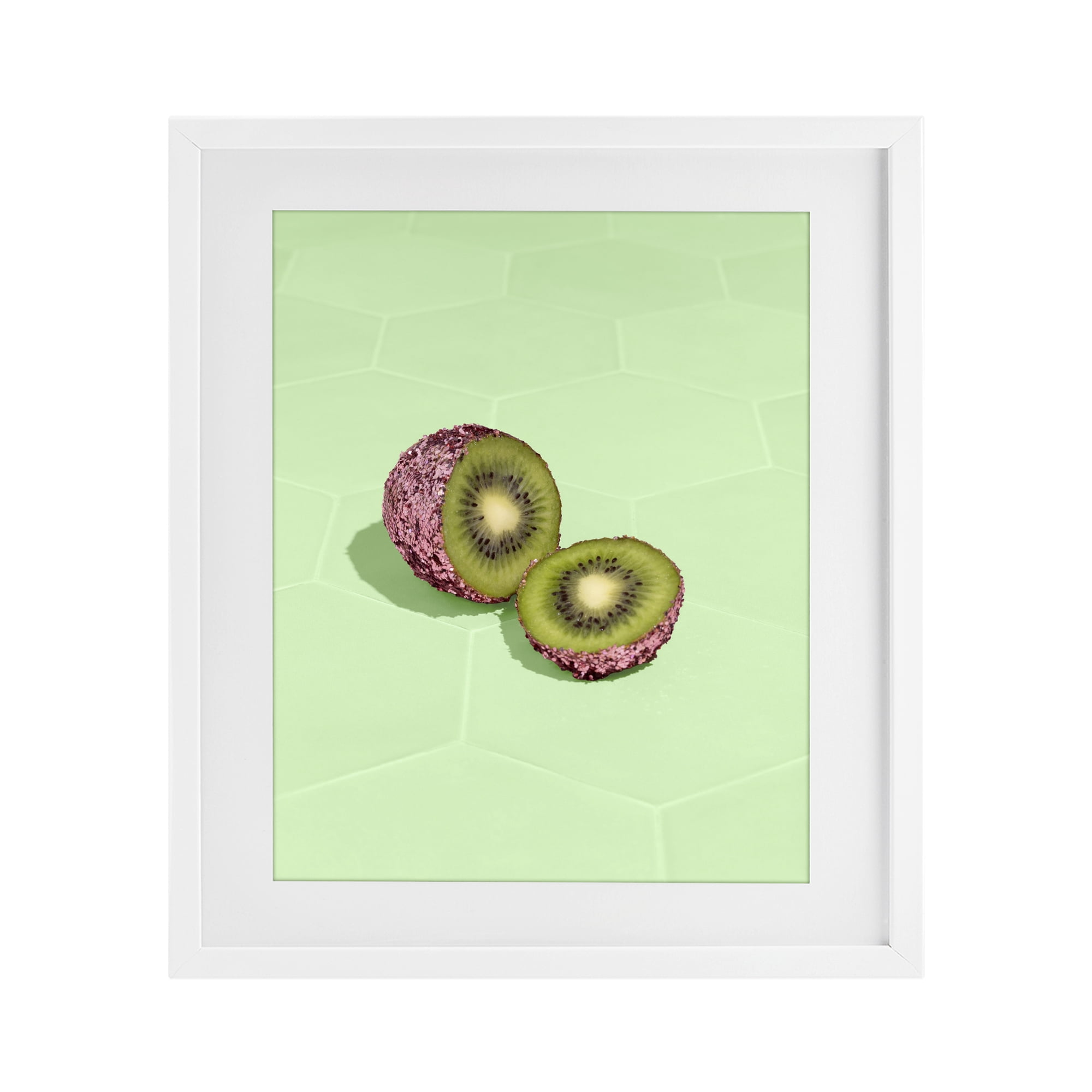 Stupell Industries Green Glimmer Kiwi White Framed Print Under Glass, design by LISH Creative