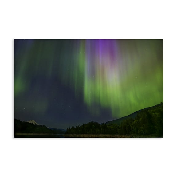 Stupell Industries Green Glowing Northern Lights Landscape & Nature Photography Wrapped Canvas Canvas Art Print Wall Art, 45 x 30