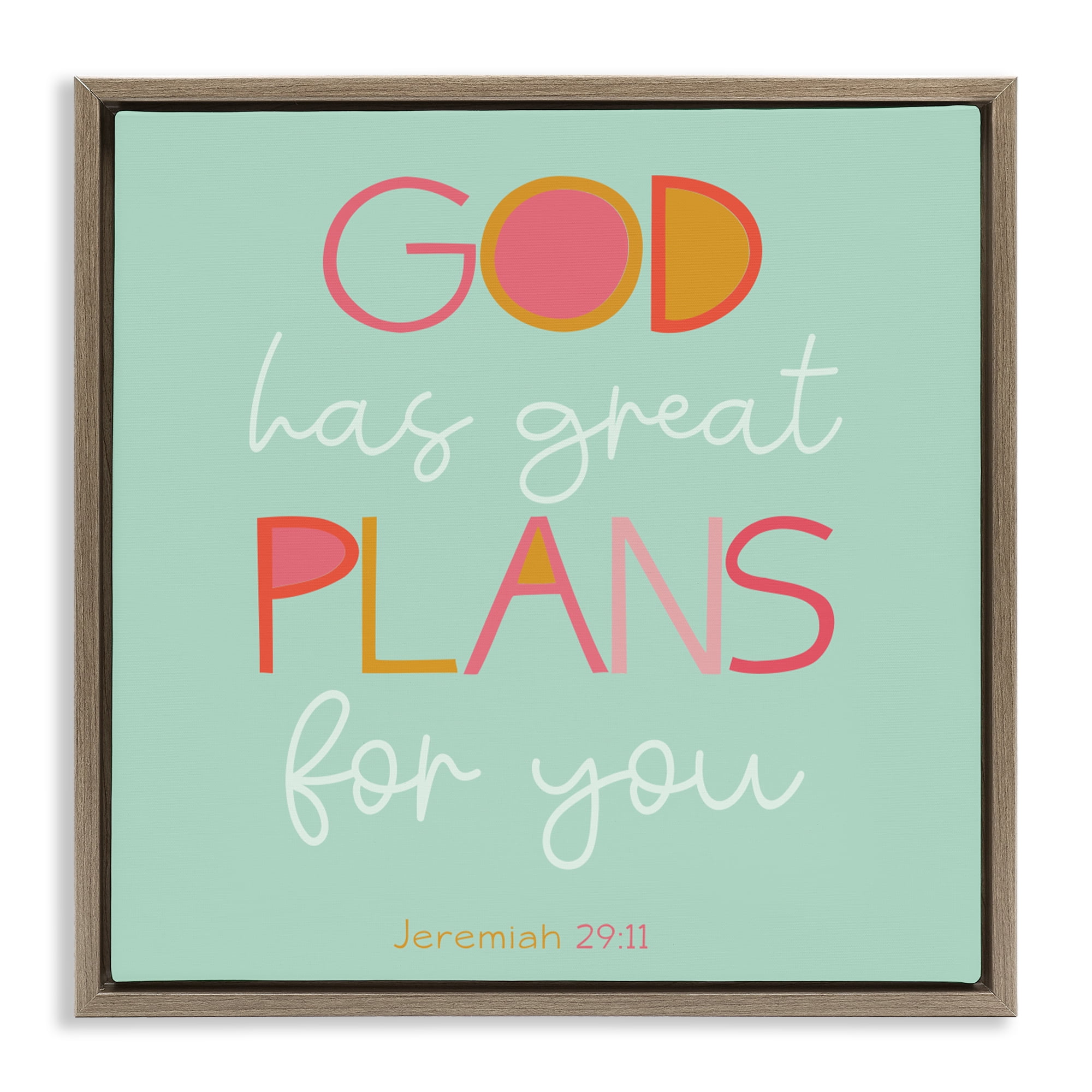 Stupell Industries Green God's Plans For You Brown Framed Floater Canvas Wall Art, design by SD Graphics Studio