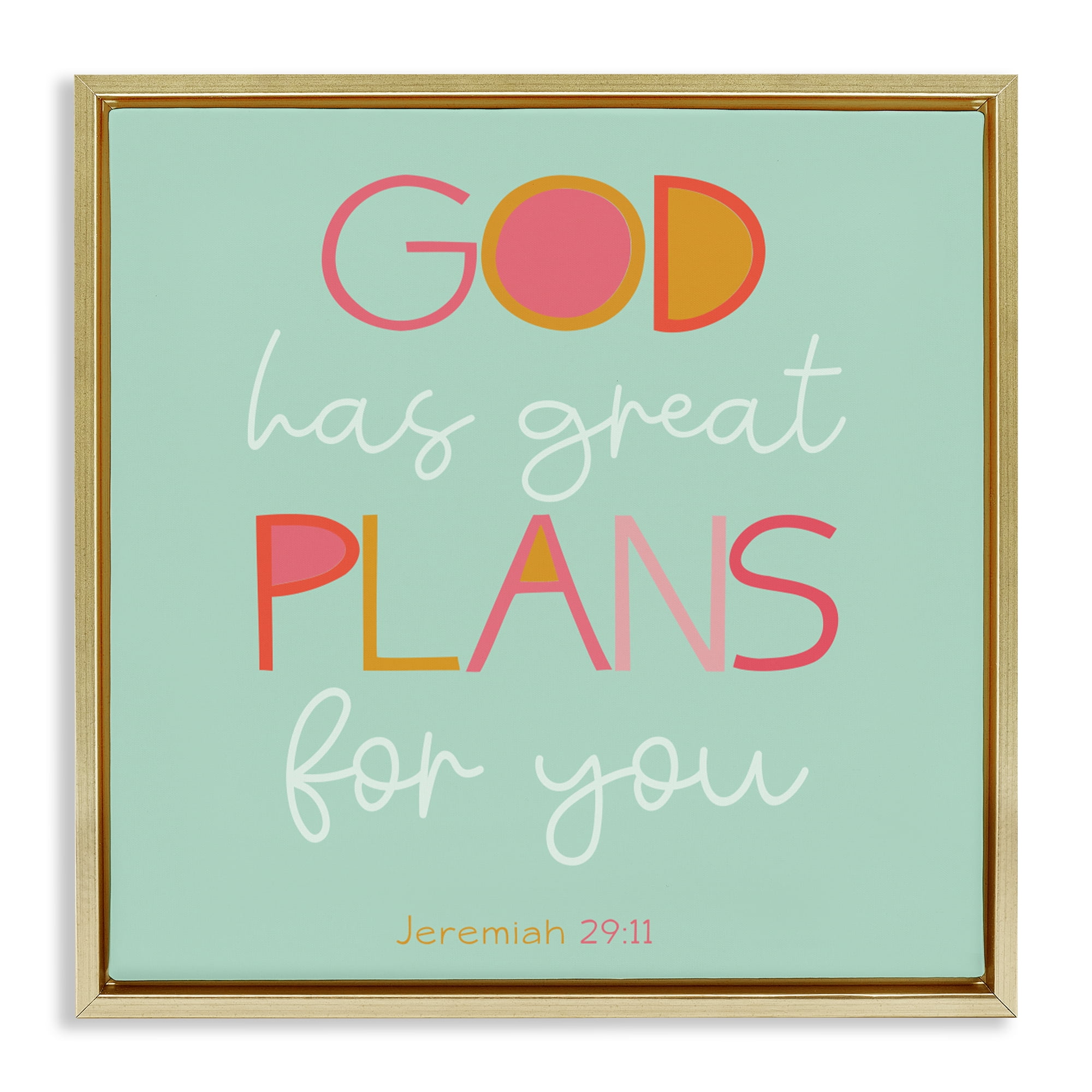 Stupell Industries Green God's Plans For You Gold Framed Floater Canvas Wall Art, design by SD Graphics Studio