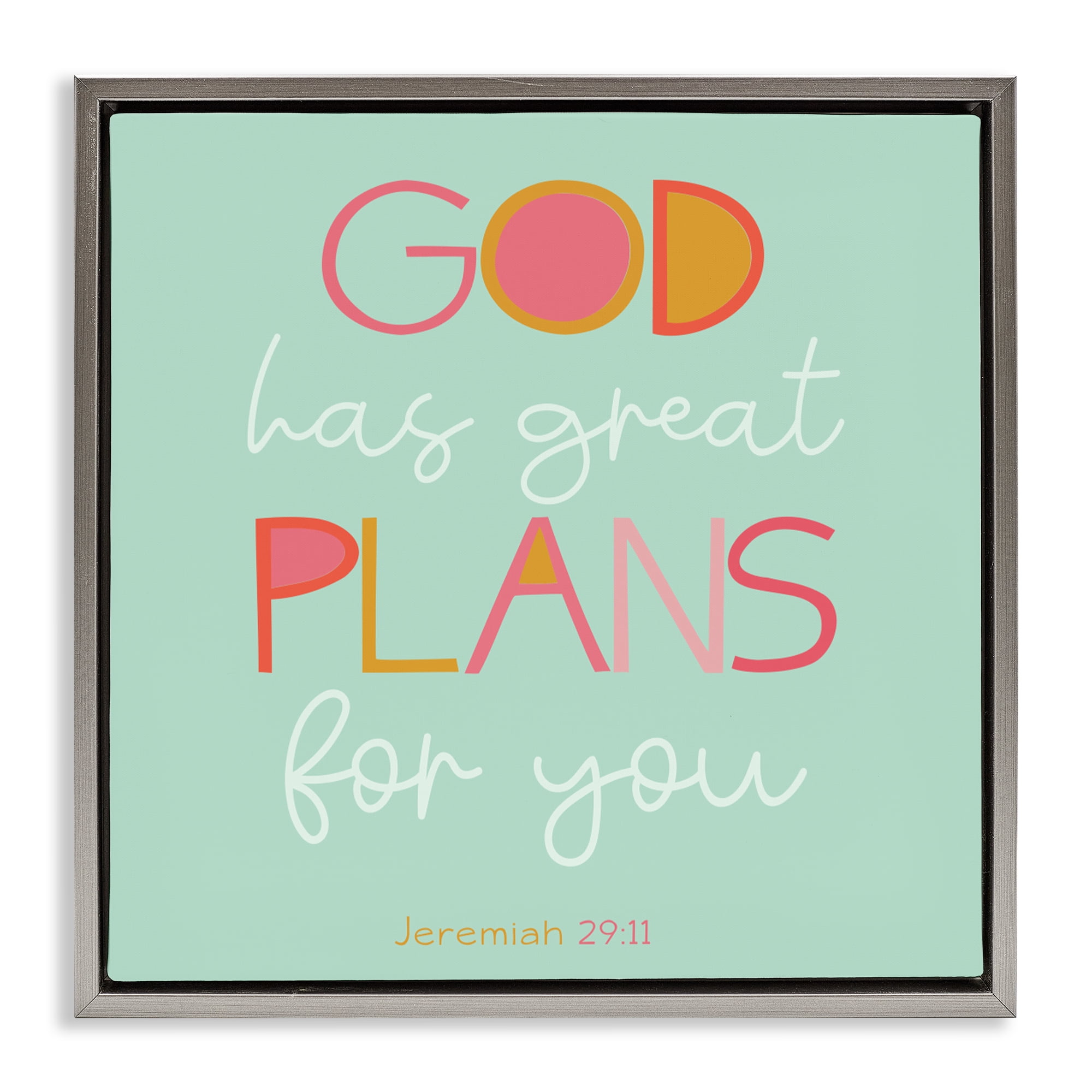 Stupell Industries Green God's Plans For You Gray Framed Floater Canvas Wall Art, design by SD Graphics Studio