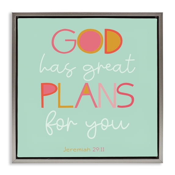 Stupell Industries Cottage Green God's Plans For You Gray Floating Frame Canvas Art, 25 x 25, by SD Graphics Studio