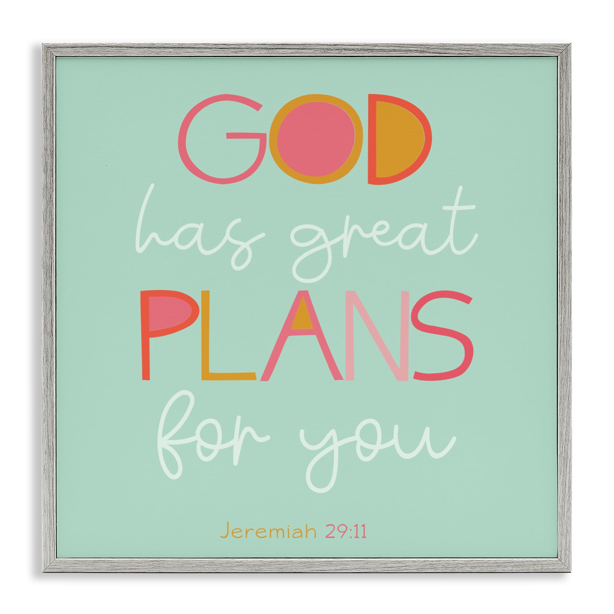 Stupell Industries Green God's Plans For You Gray Framed Giclee Art, design by SD Graphics Studio
