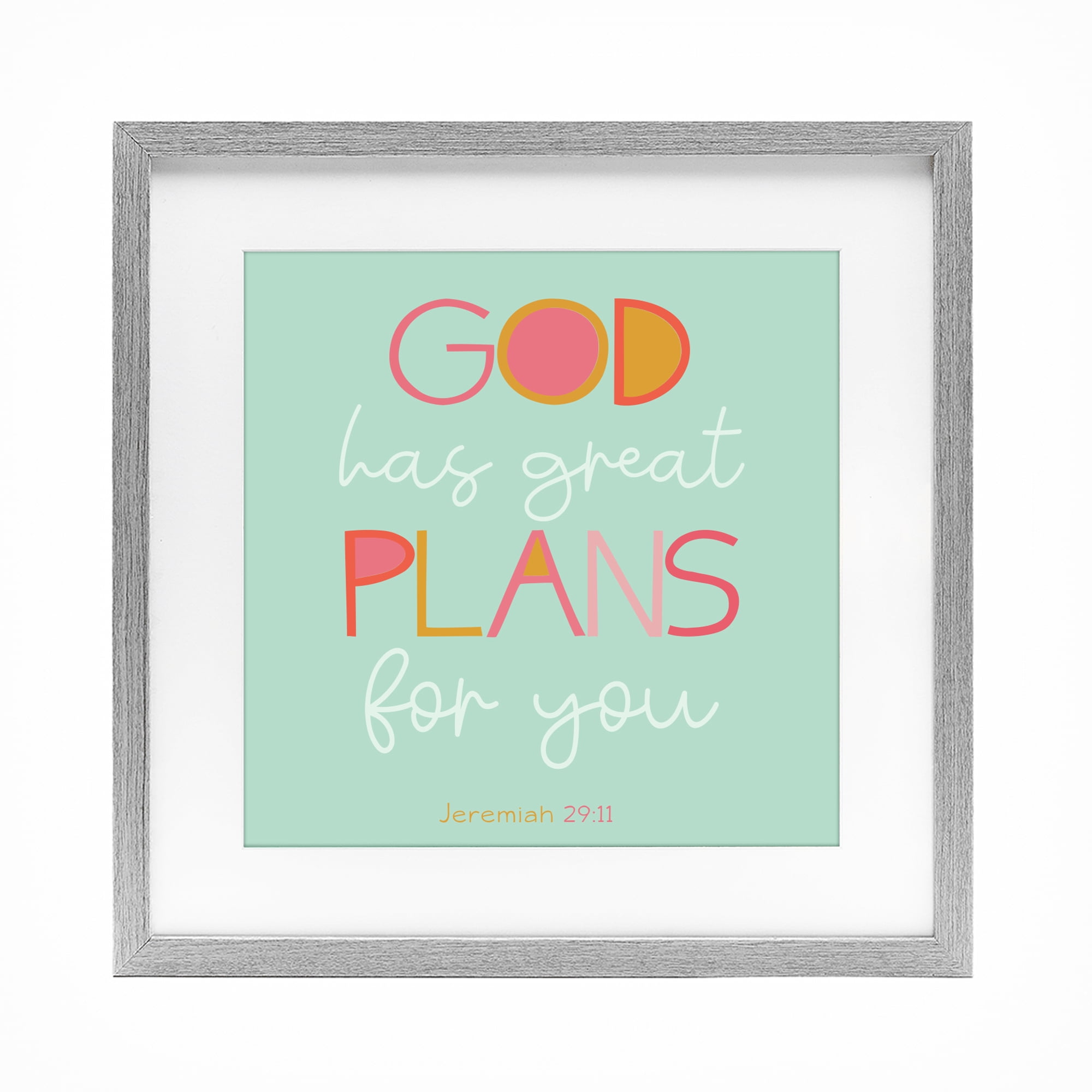Stupell Industries Green God's Plans For You Gray Framed Print Under Glass, design by SD Graphics Studio