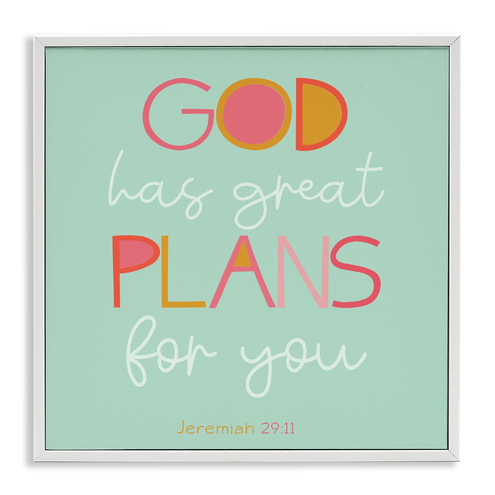 Stupell Industries Green God's Plans For You White Framed Giclee Art, design by SD Graphics Studio