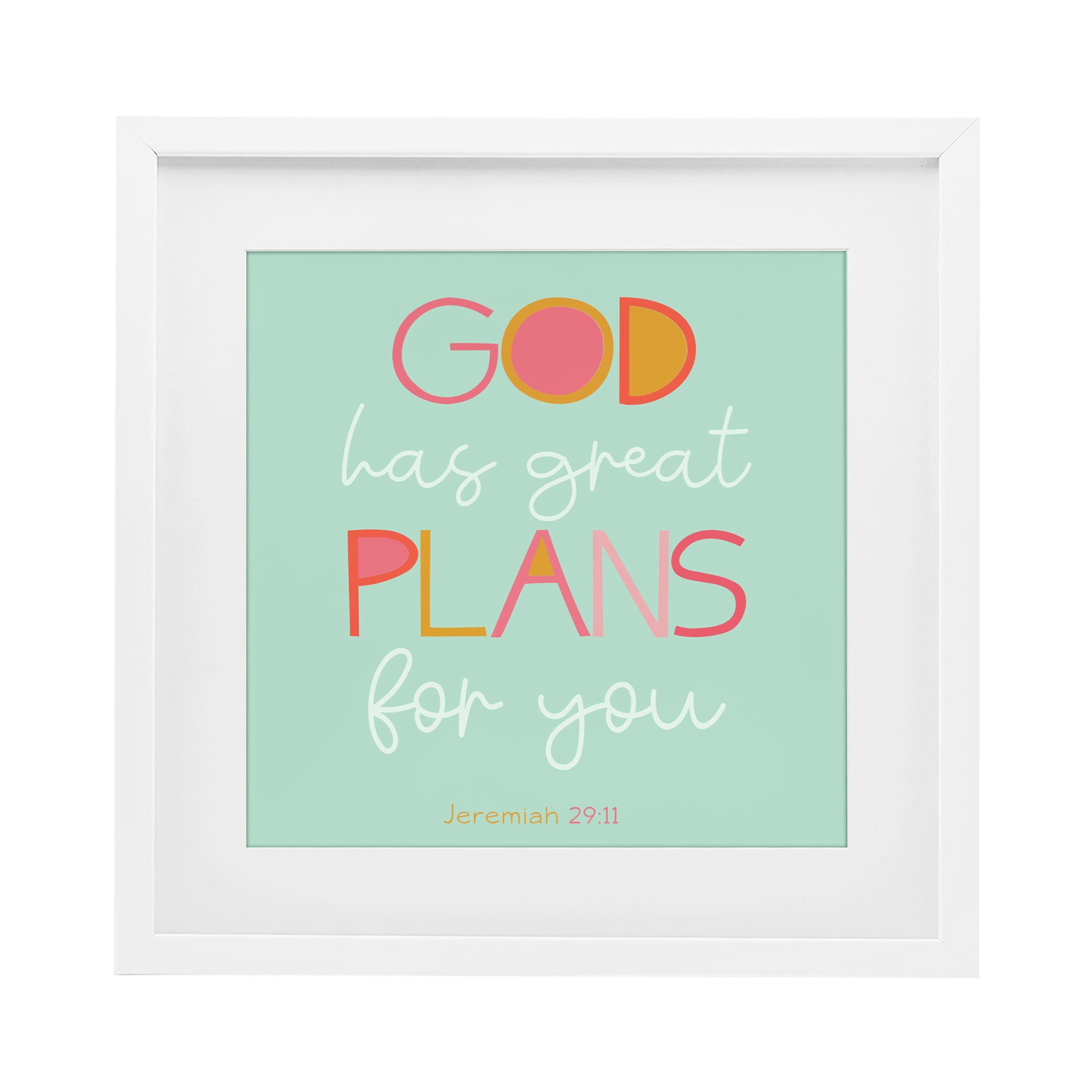Stupell Industries Green God's Plans For You White Framed Print Under Glass, design by SD Graphics Studio