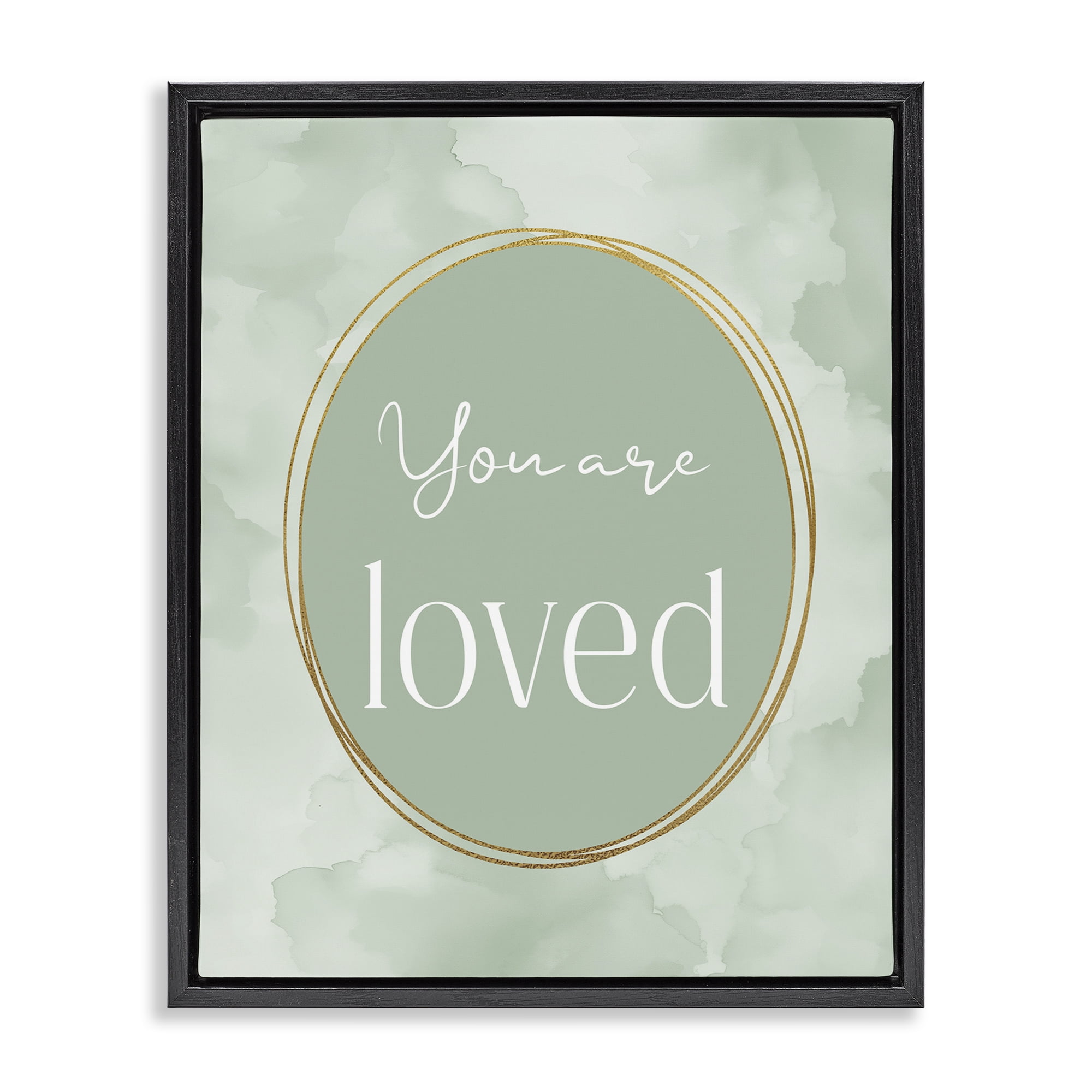 Stupell Industries Green Golden Affirmation Black Framed Floater Canvas Wall Art, design by Christine Simpson Art