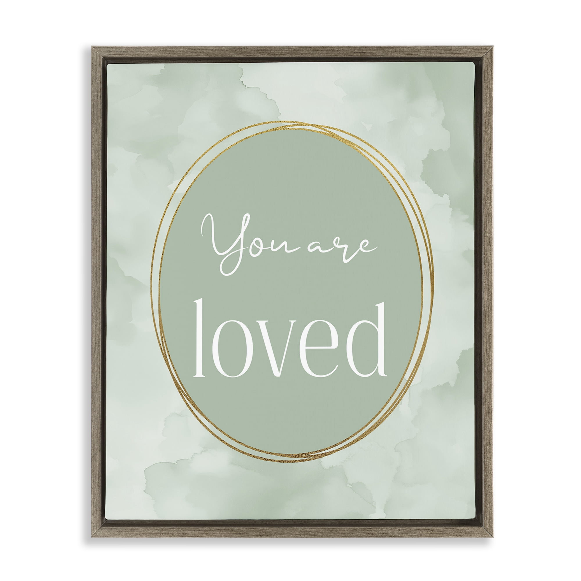 Stupell Industries Green Golden Affirmation Brown Framed Floater Canvas Wall Art, design by Christine Simpson Art