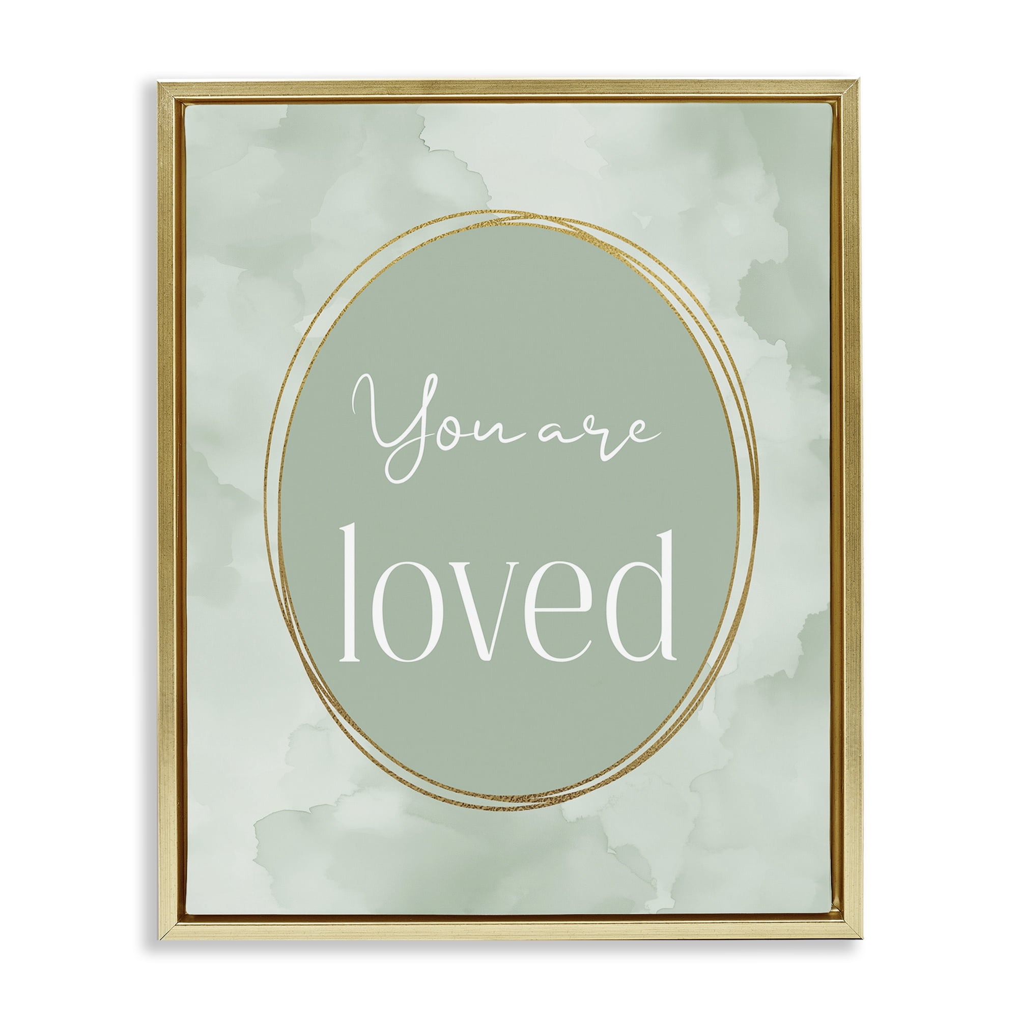 Stupell Industries Green Golden Affirmation Gold Framed Floater Canvas Wall Art, design by Christine Simpson Art