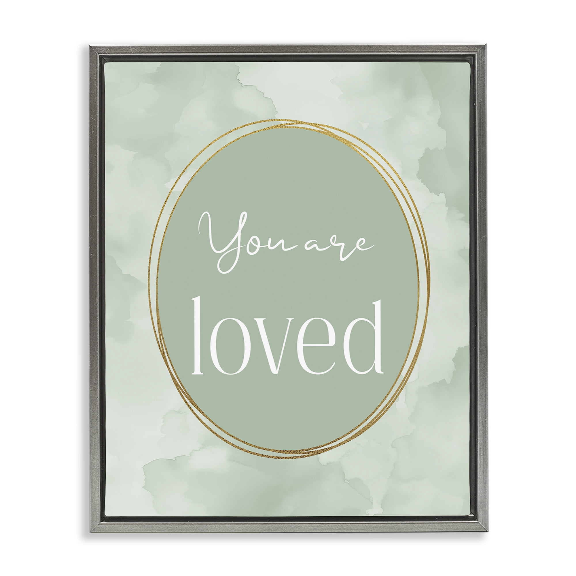 Stupell Industries Green Golden Affirmation Gray Framed Floater Canvas Wall Art, design by Christine Simpson Art