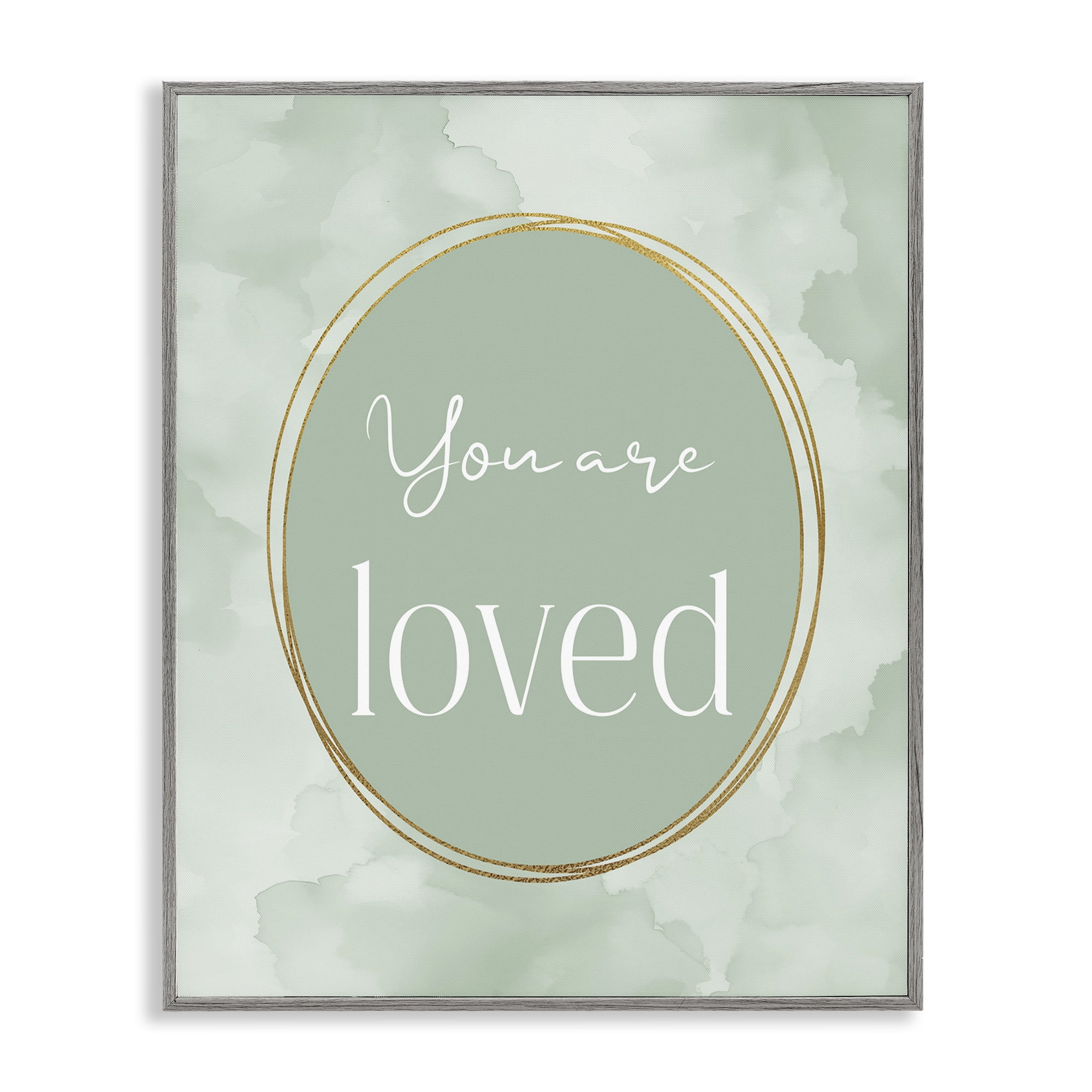 Stupell Industries Green Golden Affirmation Gray Framed Giclee Art, design by Christine Simpson Art