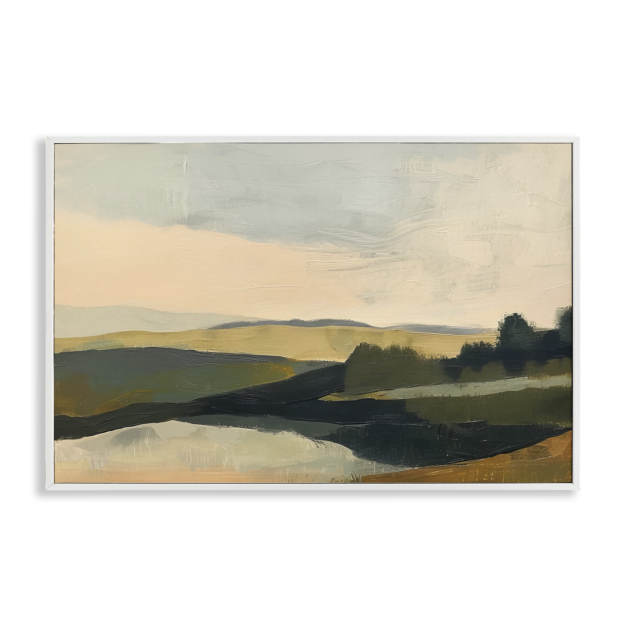 Stupell Industries Green Hills Painting Landscape & Nature Painting White Framed Art Print Wall Art, 18 x 12