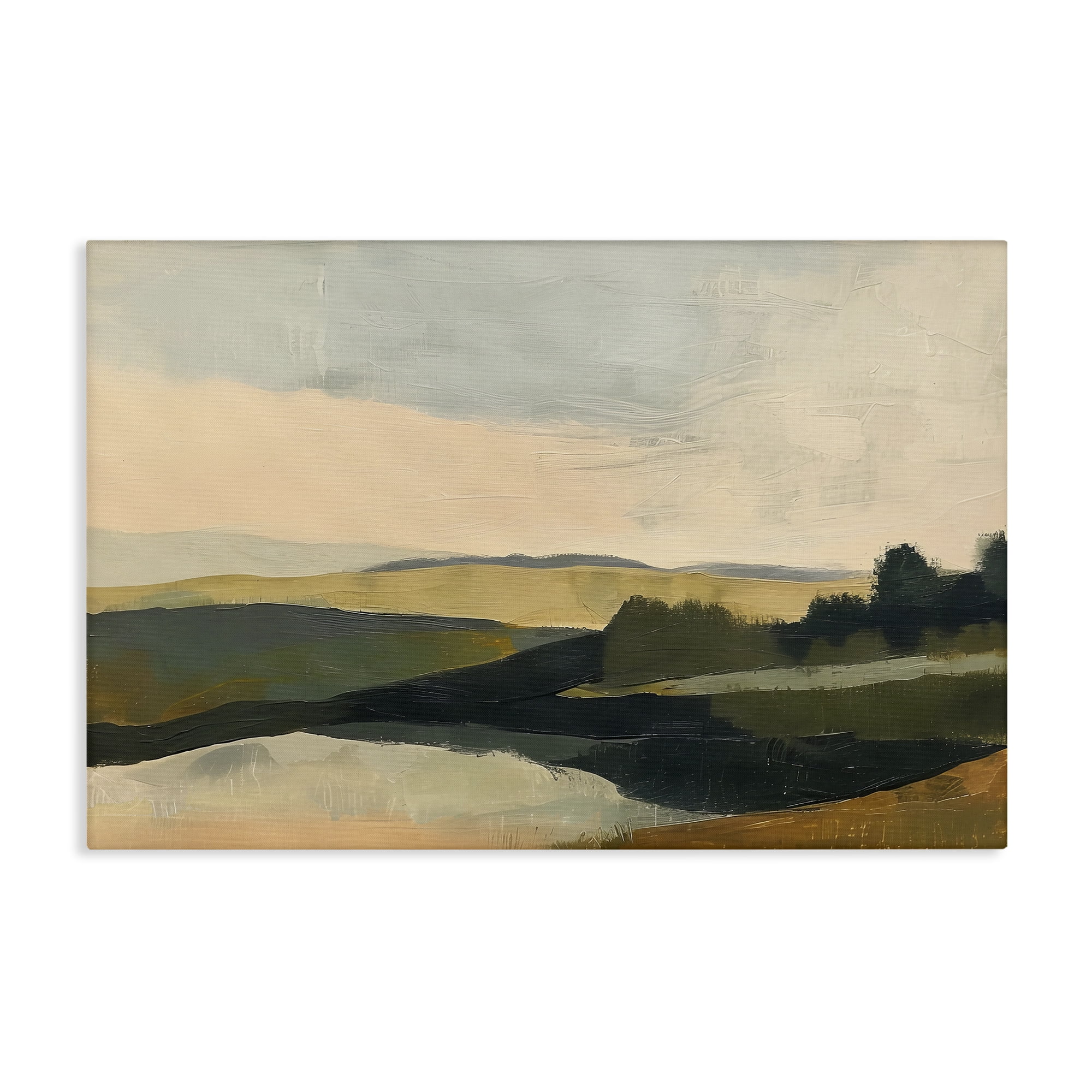Stupell Industries Green Hills Painting Landscape & Nature Painting Wrapped Canvas Art Print Wall Art, 36 x 24
