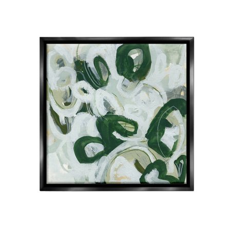 Stupell Industries Green Hued Shapes Abstract Painting Black Floater Framed Canvas Art Print Wall Art, 18 x 18