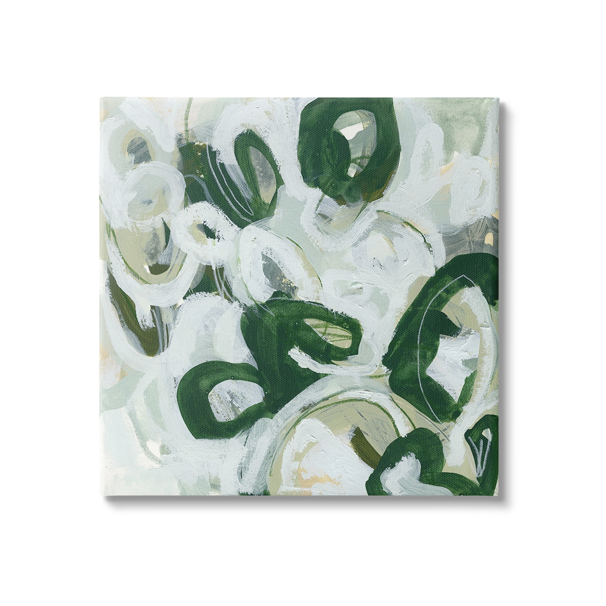 Stupell Industries Green Hued Shapes Abstract Painting Gallery Wrapped Canvas Art Print Wall Art, 36 x 36