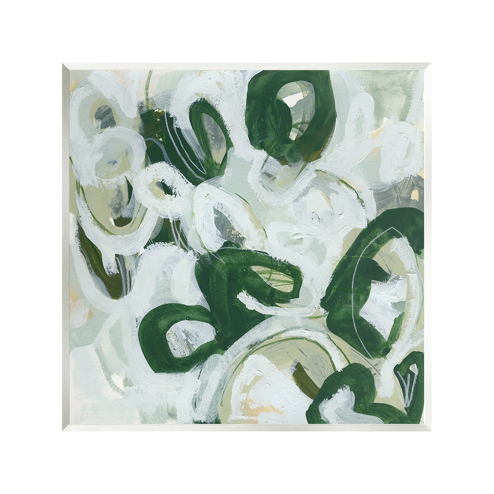 Stupell Industries Green Hued Shapes Abstract Painting Unframed Art Print Wall Art, 12 x 12