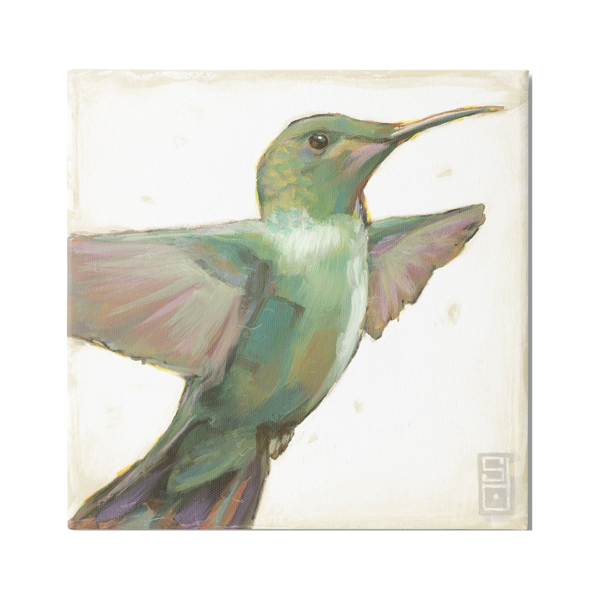 Stupell Industries Green Hummingbird Painting Animals & Insects Painting Gallery Wrapped Canvas Print Wall Art, 36 x 36