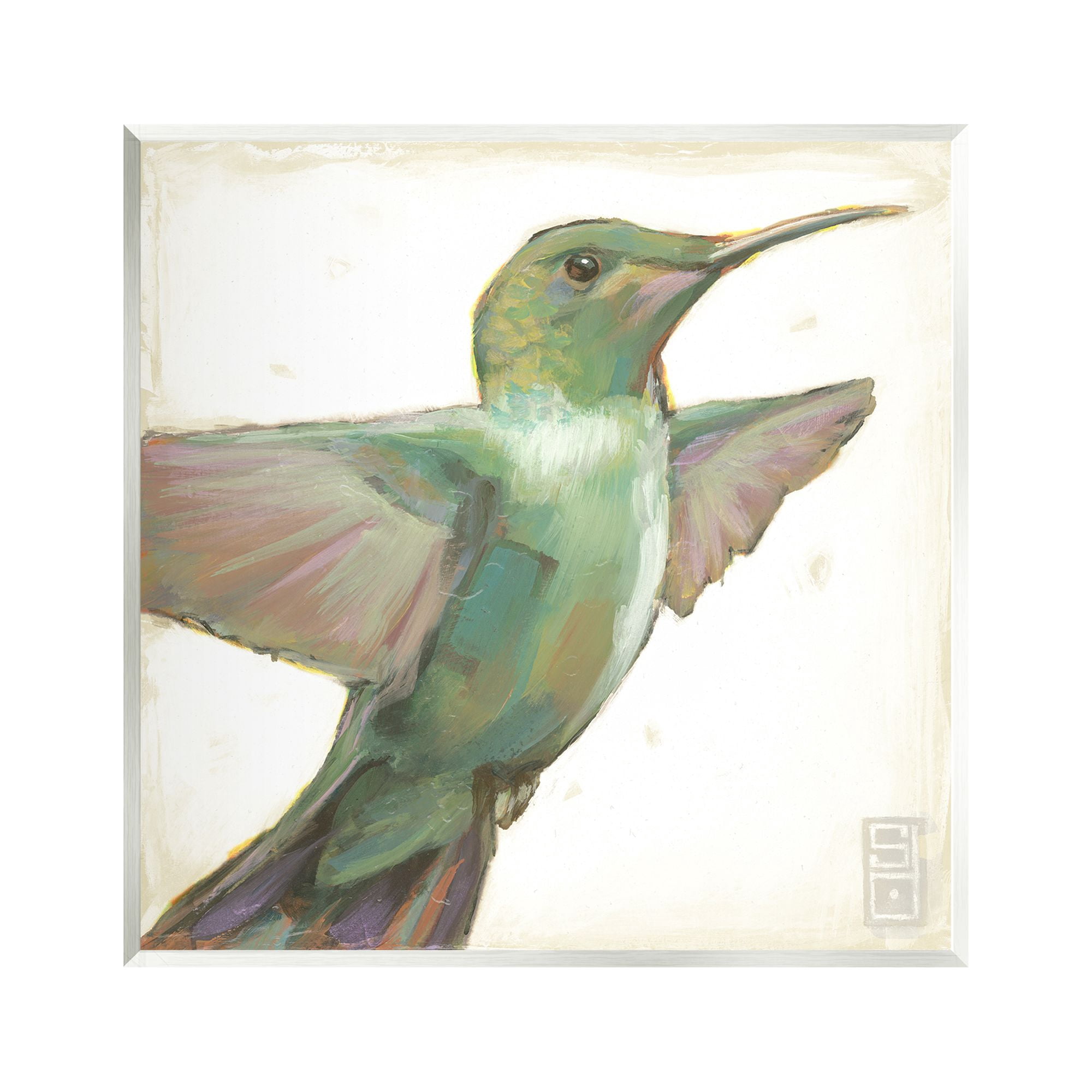 Stupell Industries Green Hummingbird Painting Animals & Insects Painting Unframed Art Print Wall Art, 12 x 12
