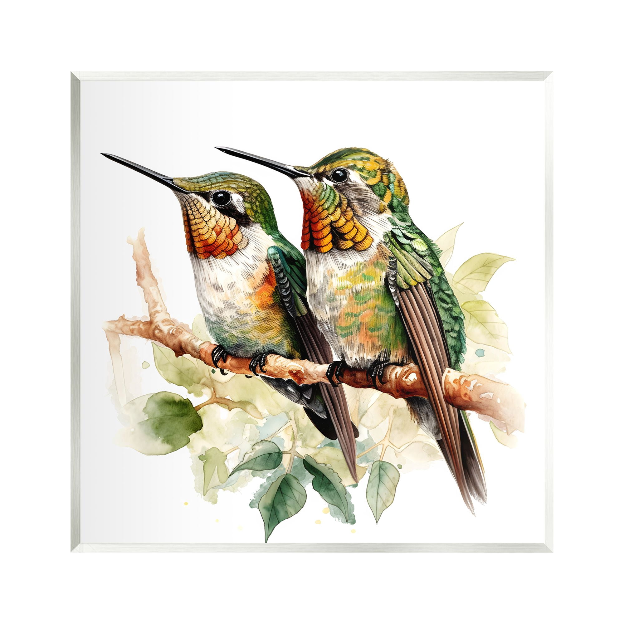 Stupell Industries Green Hummingbirds Duo Animals & Insects Painting Unframed Art Print Wall Art, 12 x 12