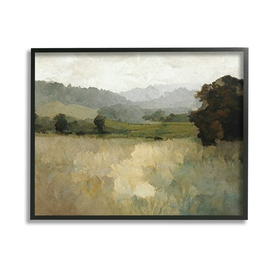 Stupell Industries Green Impressionist Scenery Landscape Painting Black Framed Art Print Wall Art, 14 x 11