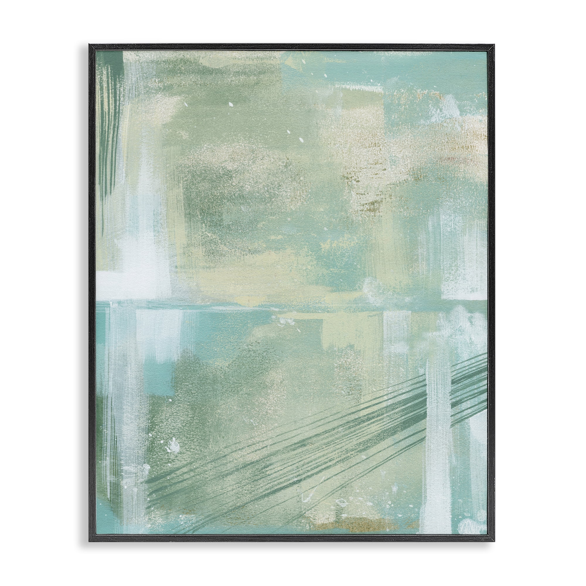 Stupell Industries Green Industrial Abstraction Abstract Painting Black Framed Art Print Wall Art, 16 x 20
