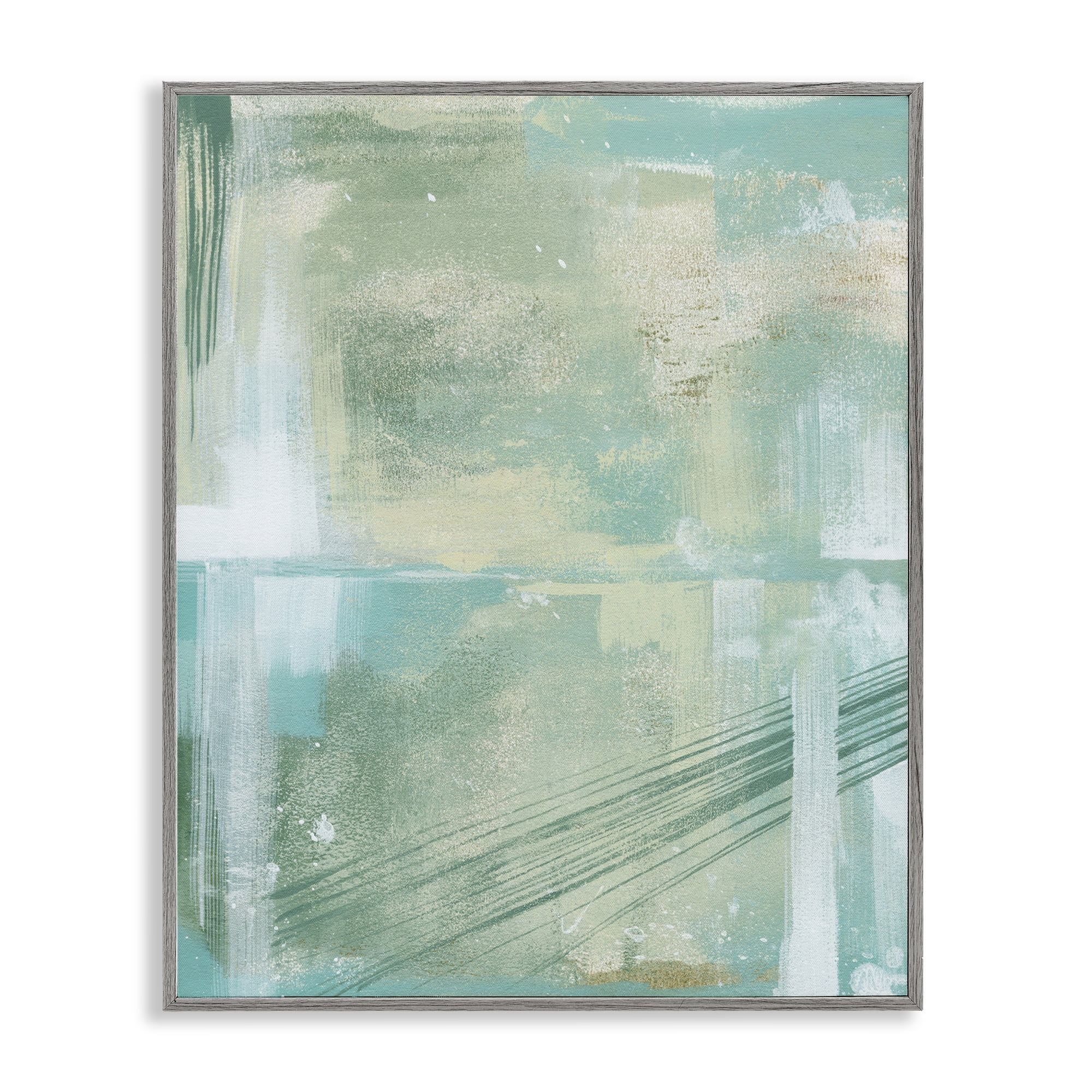 Stupell Industries Green Industrial Abstraction Abstract Painting Gray Framed Art Print Wall Art, 11 x 14
