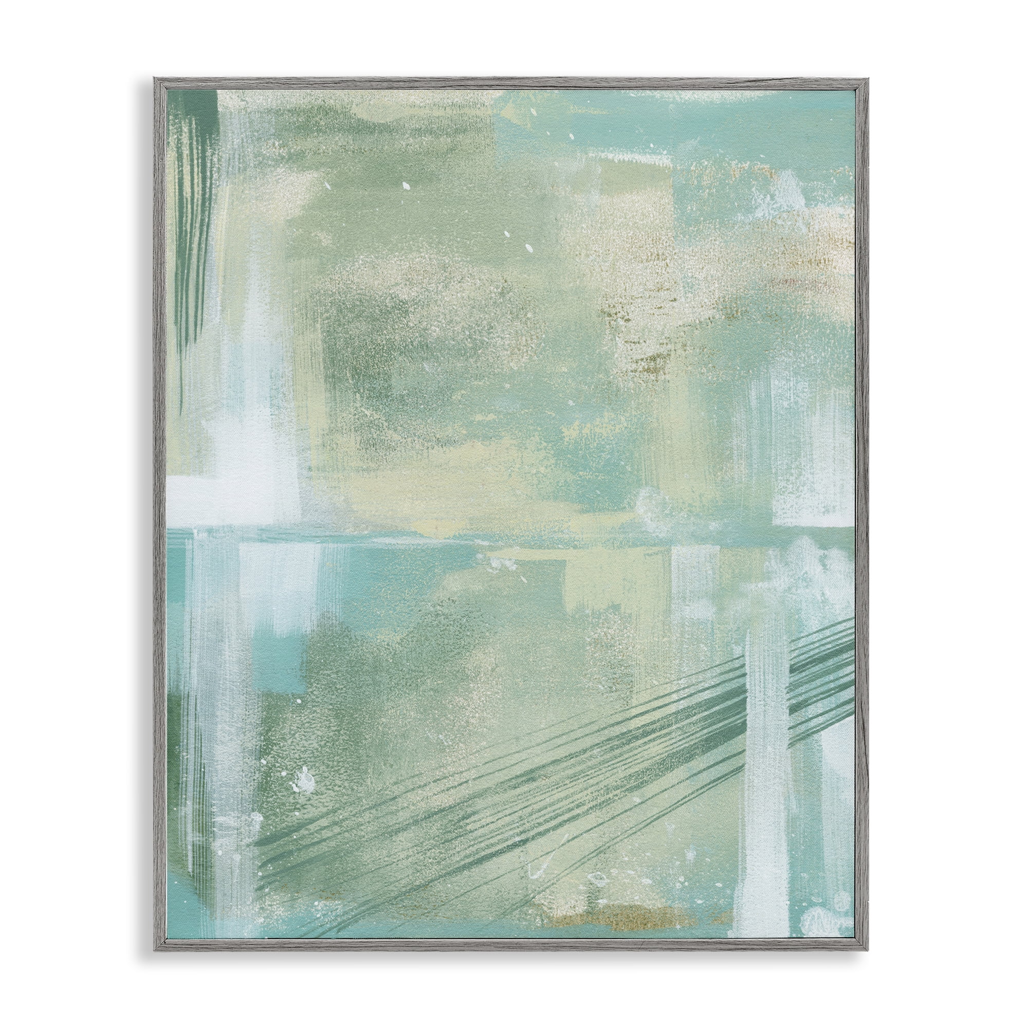 Stupell Industries Green Industrial Abstraction Abstract Painting Gray Framed Art Print Wall Art, 16 x 20