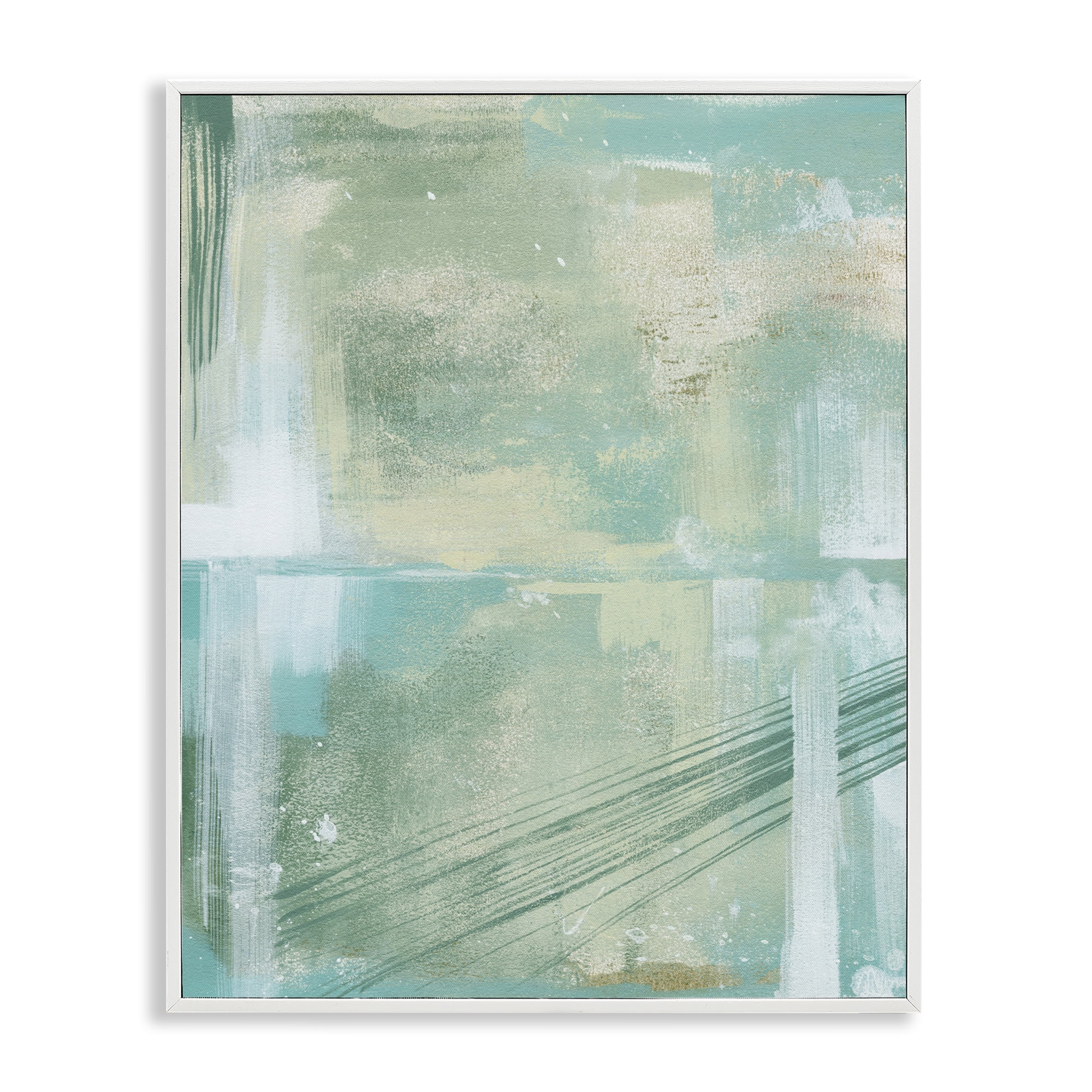 Stupell Industries Green Industrial Abstraction Abstract Painting White Framed Art Print Wall Art, 16 x 20