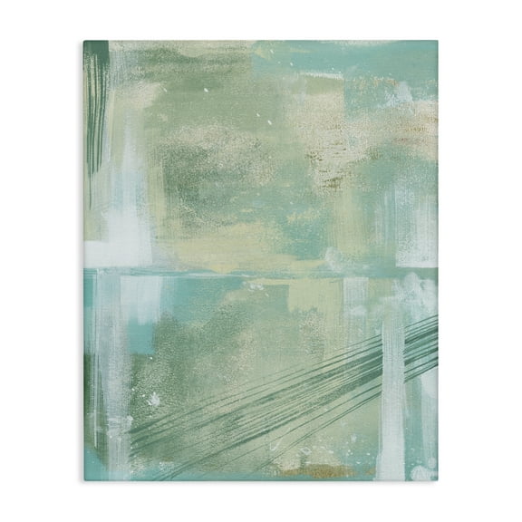 Stupell Industries Green Industrial Abstraction Abstract Painting Wrapped Canvas Art Print Wall Art, 16 x 20